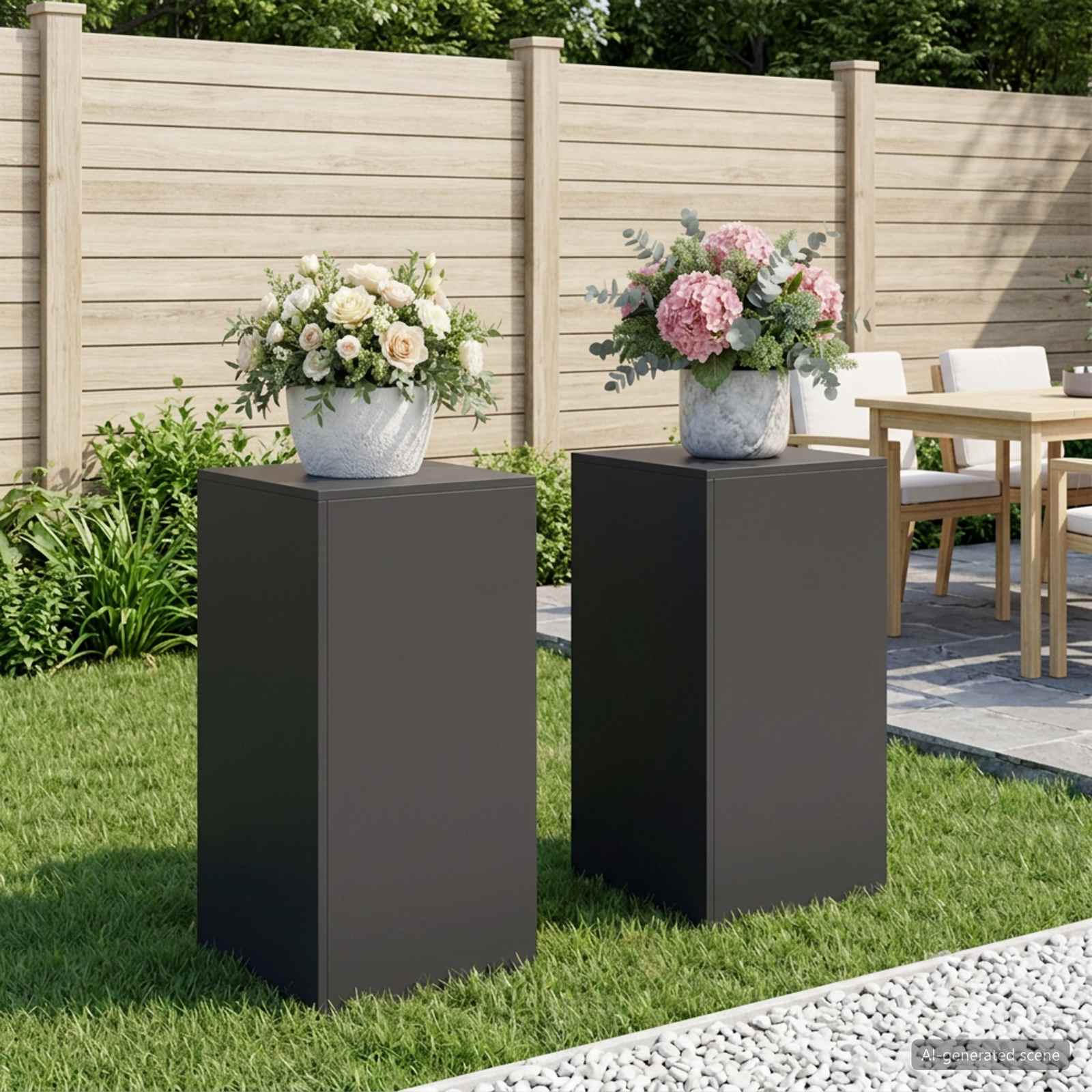 Plantenstandaard 2 pcs Zwart 40 x 40 x 80 cm Staal image 1