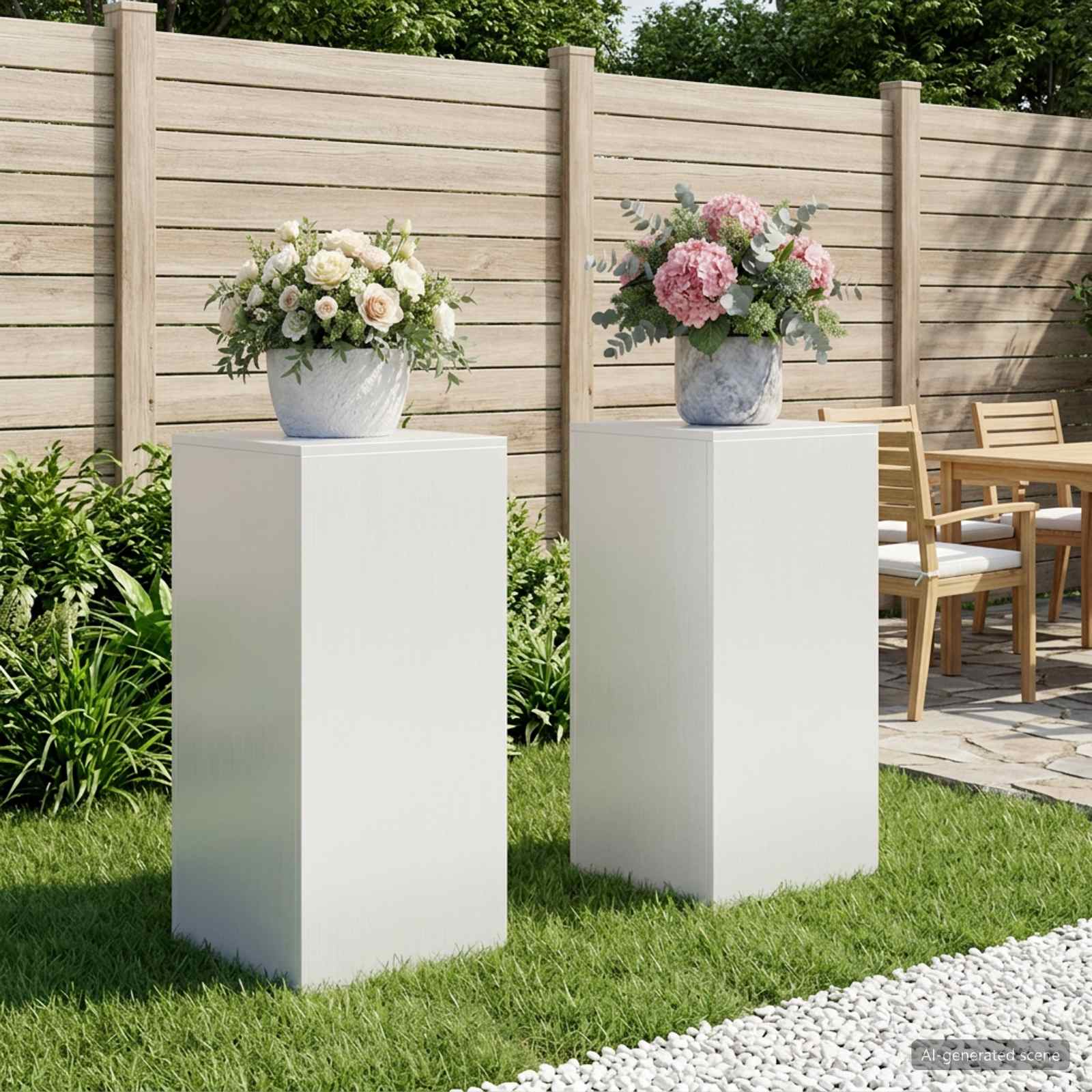 Plantenstandaard 2 pcs Wit 40 x 40 x 80 cm Staal image 1