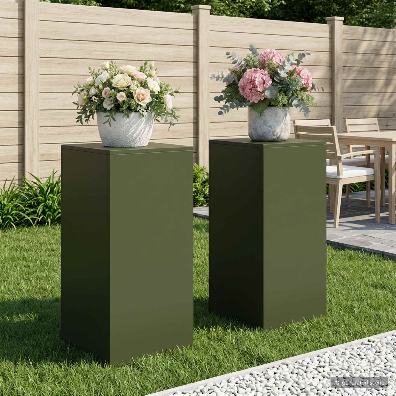 Plantenstandaard 2 pcs Olijfgroen 40 x 40 x 80 cm Staal image 1