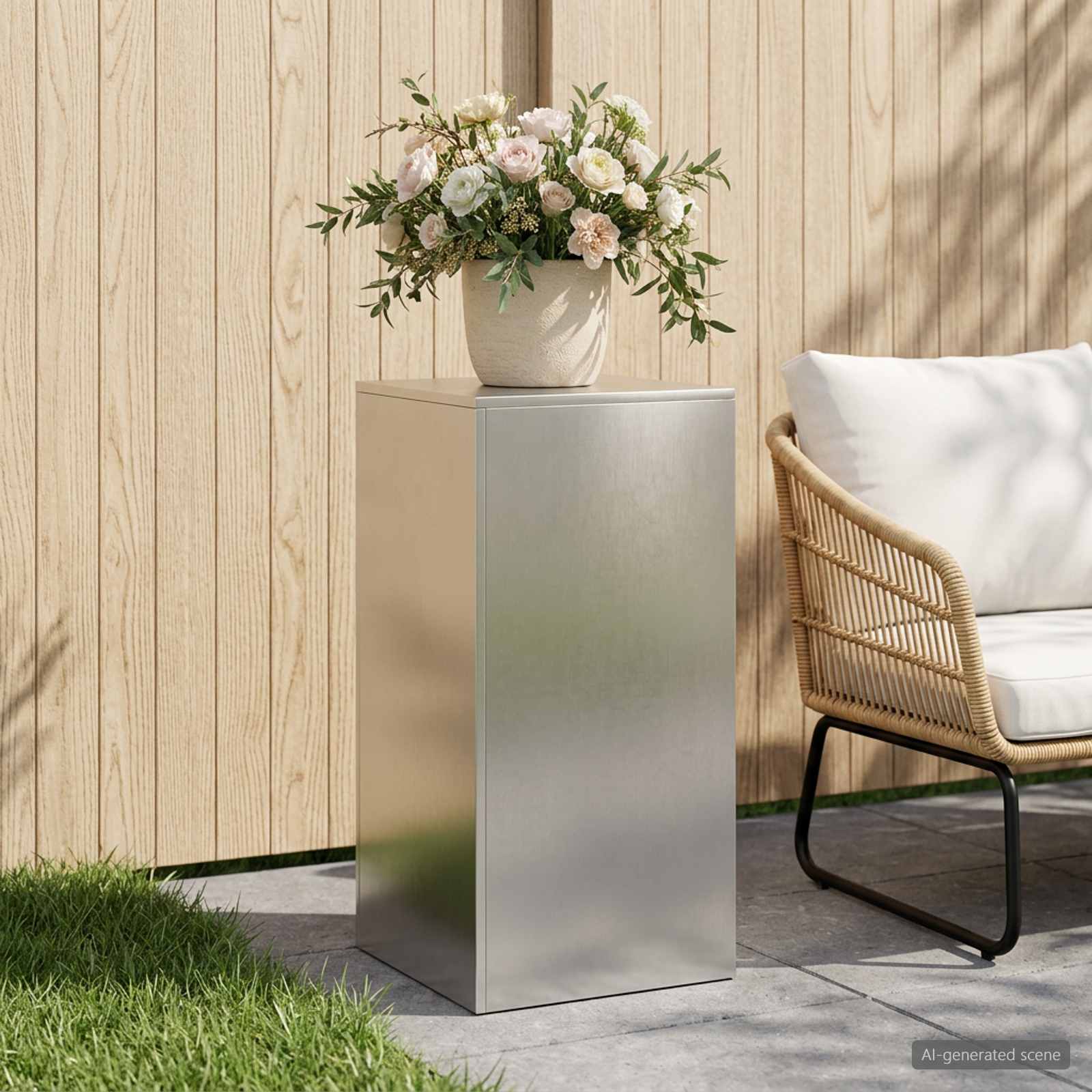 Plantenstandaard zilver 40 x 40 x 80 cm Staal image 1
