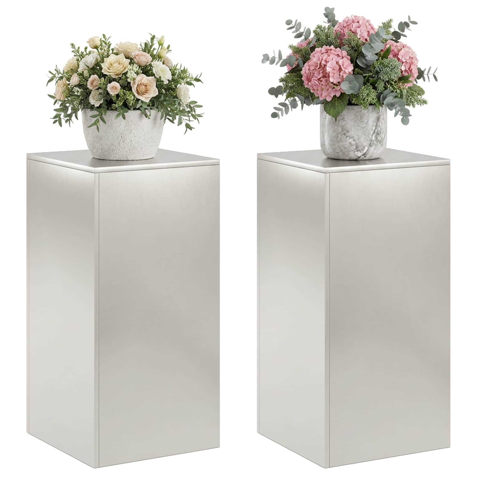 Plantenstandaard 2 pcs zilver 40 x 40 x 80 cm Staal image 3