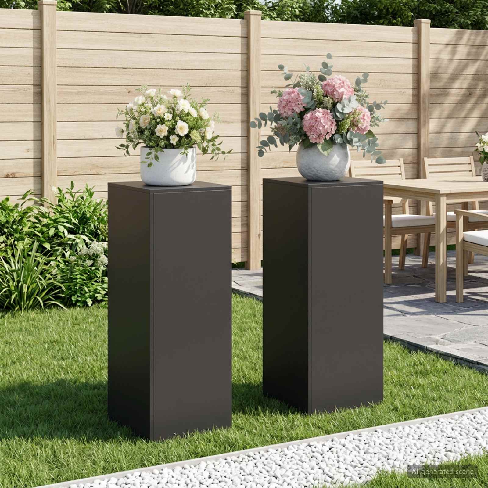 vidaXL Planteholder 2 stk. Sort 40 x 40 x 100 cm Stål