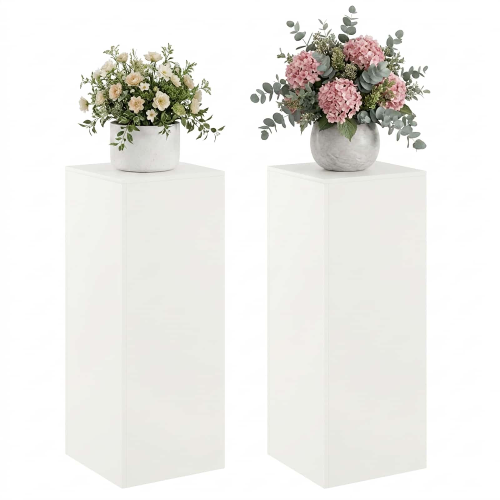 vidaXL - Plantenstand - 2 - pcs - Wit - 40 - x - 40 - x - 100 - cm - Staal