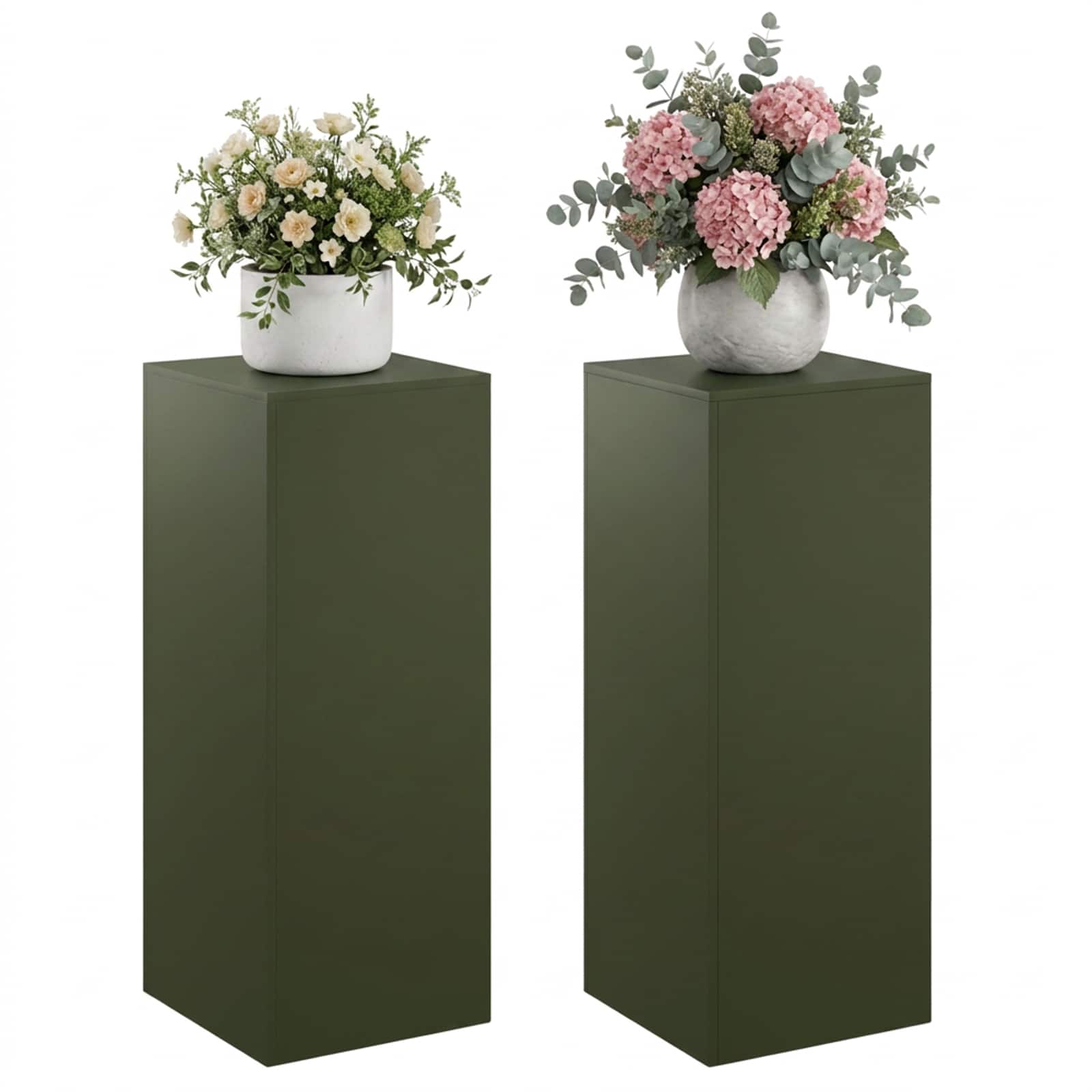 vidaXL - Plantenstand - 2 - pcs - Olijfgroen - 40 - x - 40 - x - 100 - cm - Staal