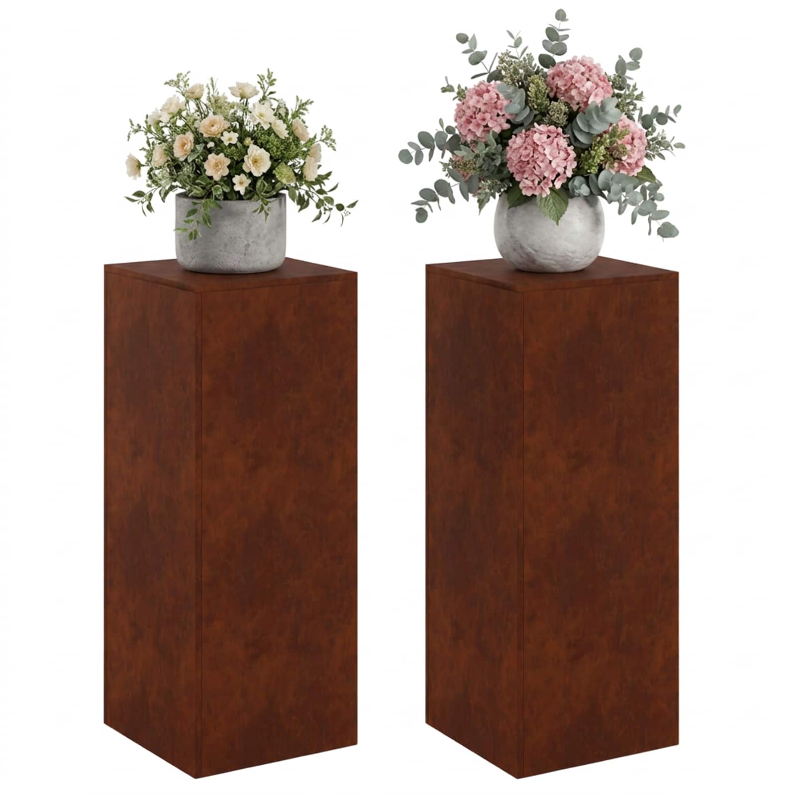 vidaXL - Plantenstand - 2 - st - Roestkleurig - 40 - x - 40 - x - 100 - cm - weervast - staal