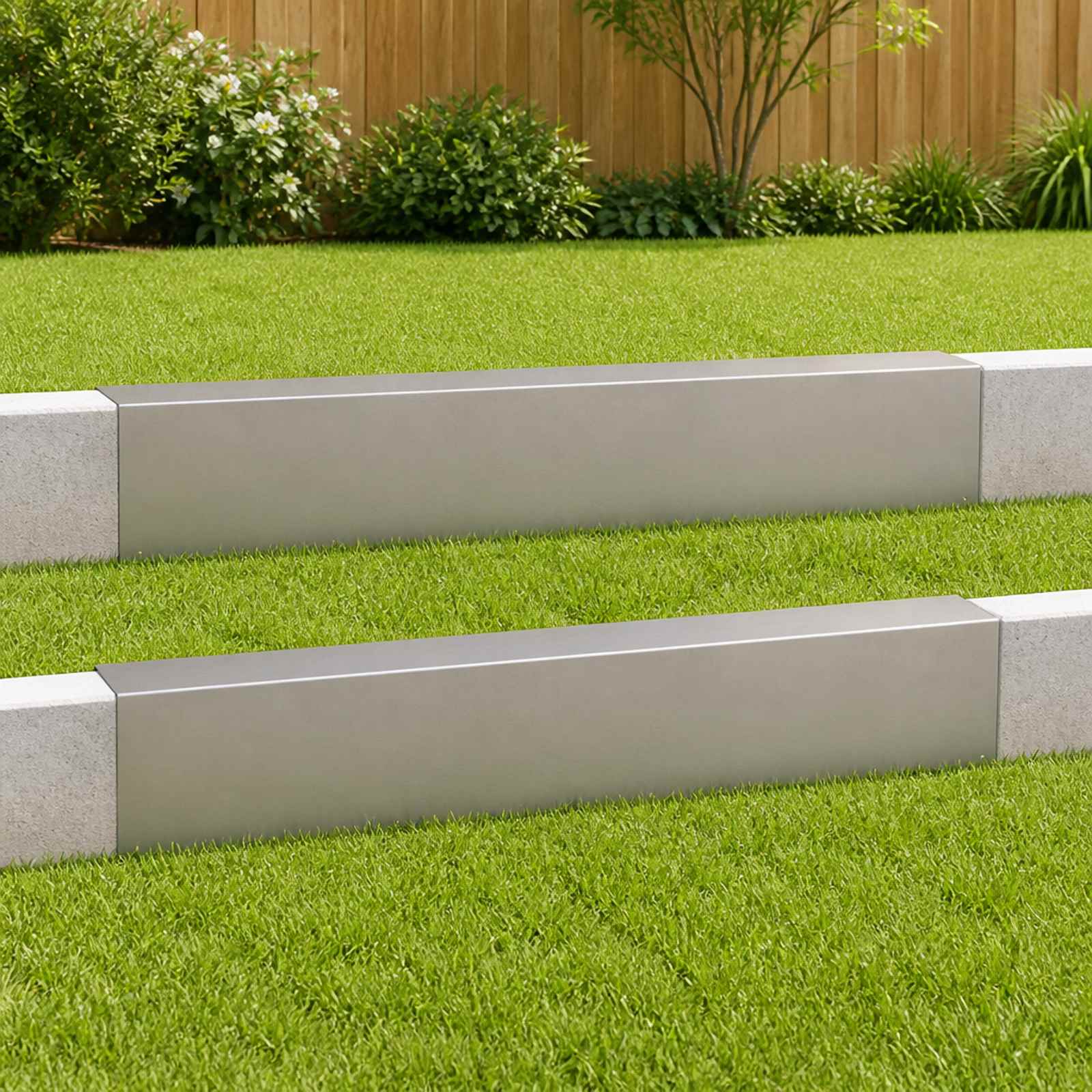 Pokrivni profil za vrtno obrobo 2 kos 100 x 20 x 15 cm