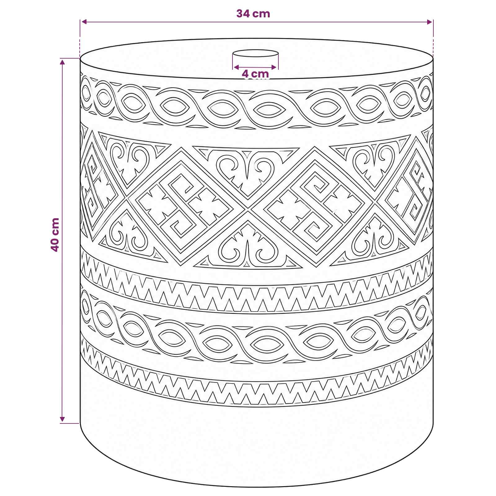 Parasol Base Hand Carved size guide