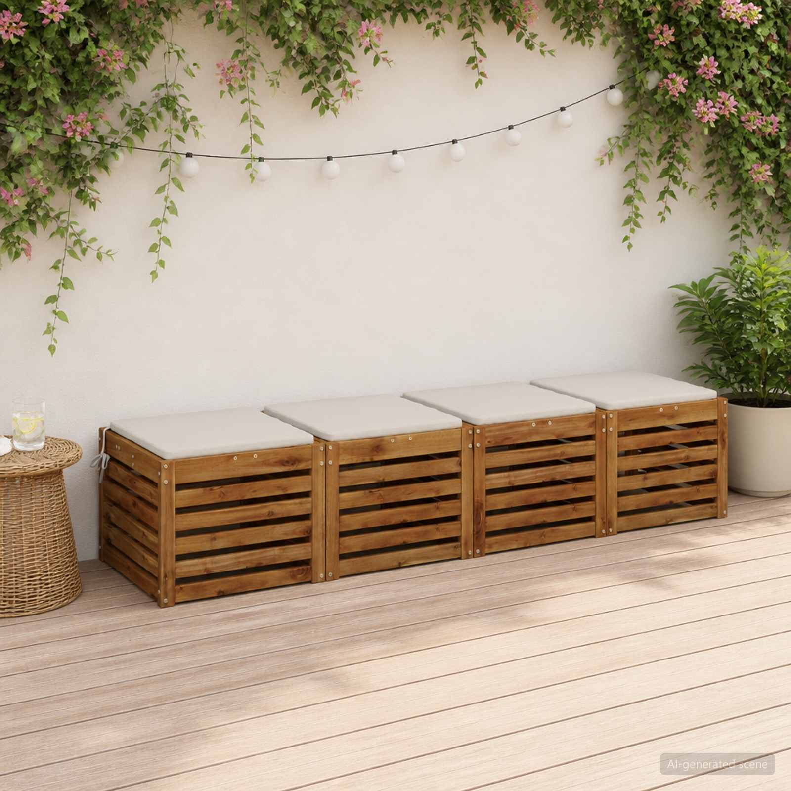 4-Piece Zitkussens SOEST 4 st 100% Polyester Wit 40 x 40 x 3 cm image 1