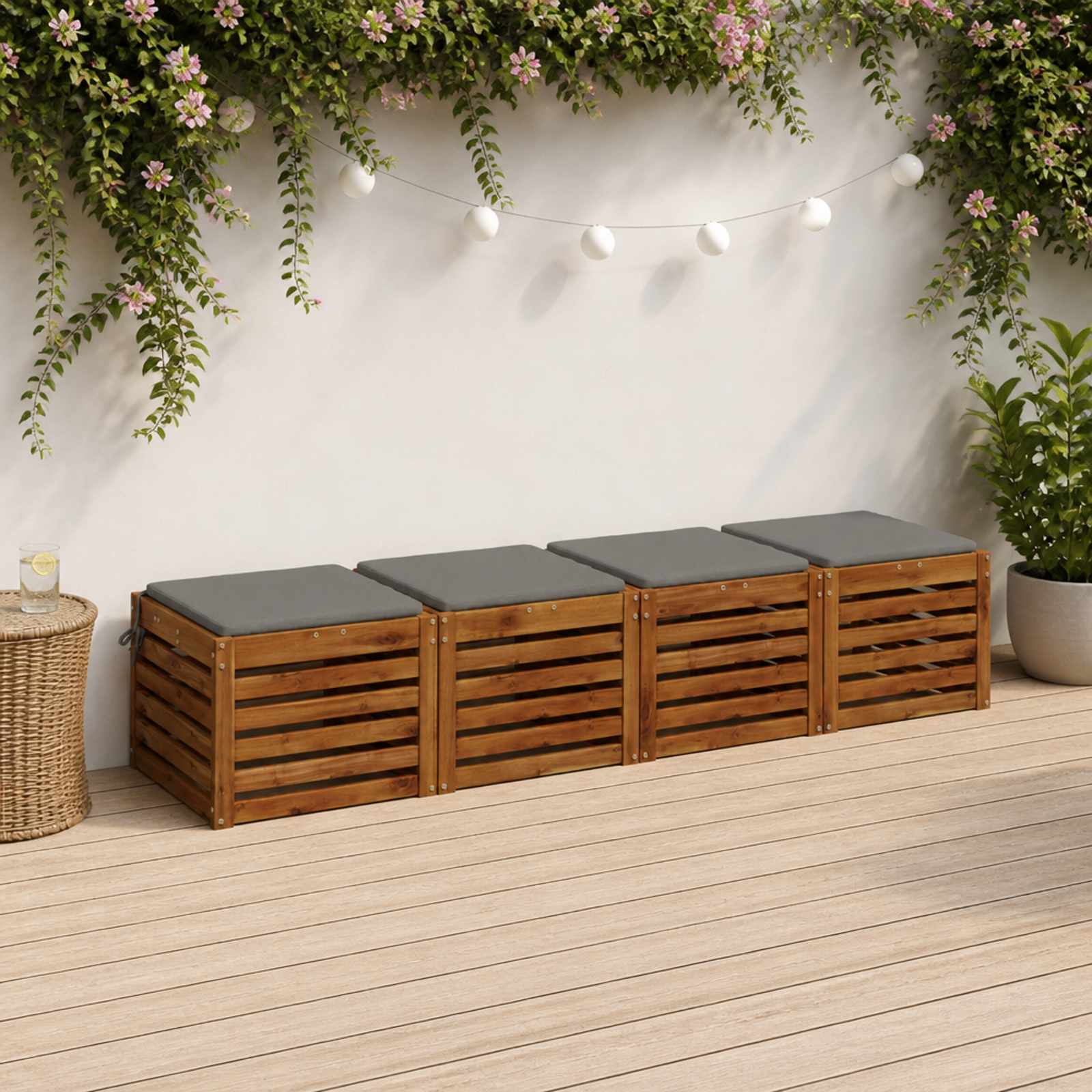 vidaXL Sitzkissen SOEST 4 stk. 100 % Polyester Grau 50 x 50 x 3 cm