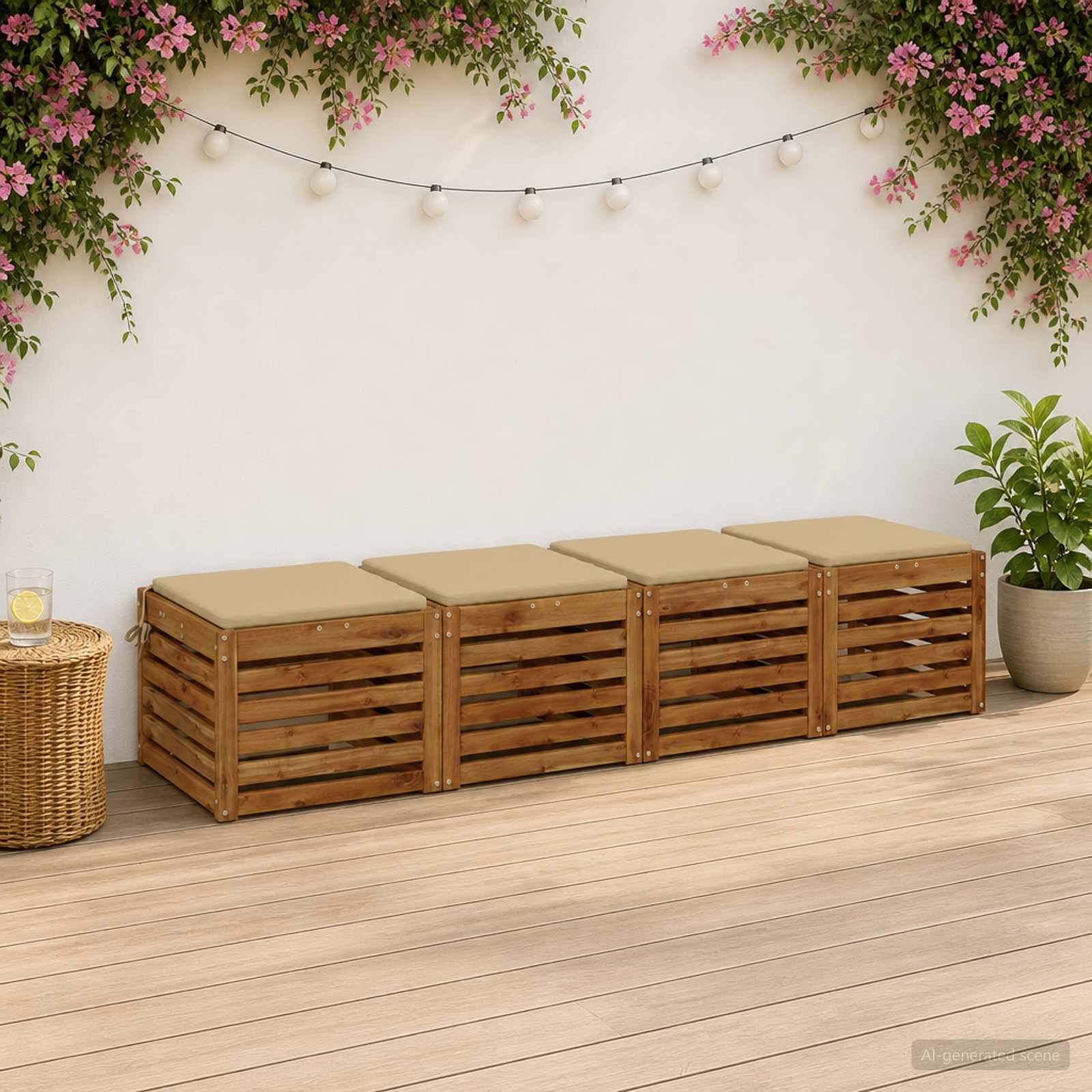 vidaXL 4-Stykke Sædepuder SOEST 4 stk. 100% polyester Beige