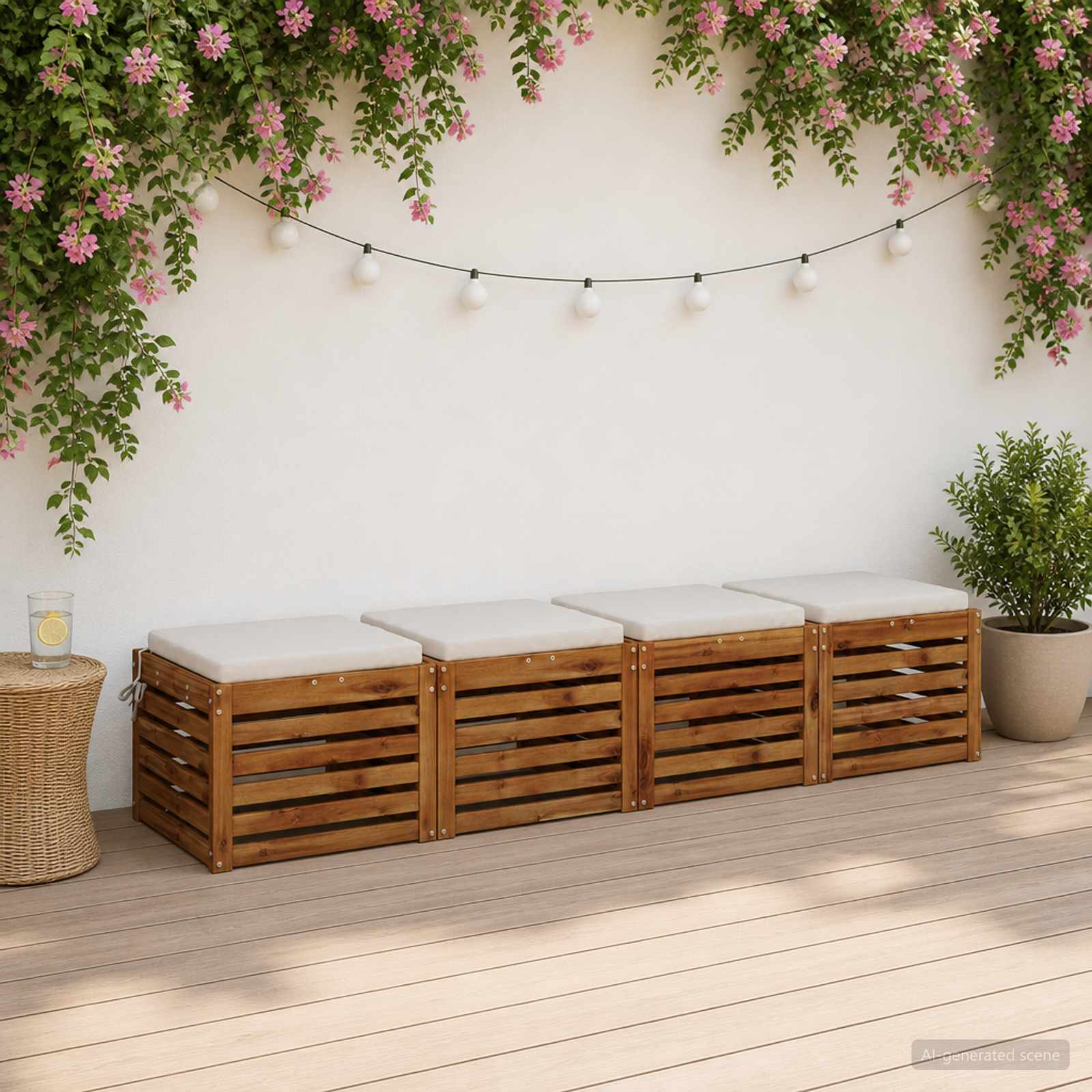 4-Piece Zitkussens SOEST 4 st 100% Polyester Wit 40 x 40 x 5 cm image 1