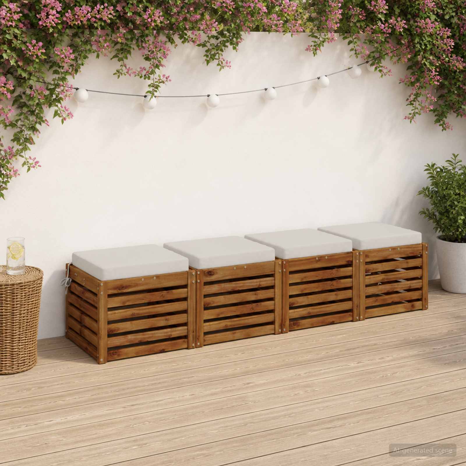 4-Piece Zitkussens SOEST 4 st 100% Polyester Wit 40 x 40 x 7 cm image 1