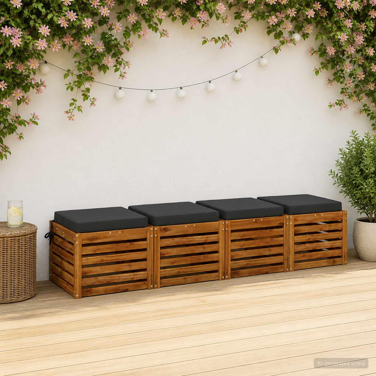 vidaXL Sædepuder SOEST 4 stk. 100% polyester Antracit 40 x 40 x 7 cm