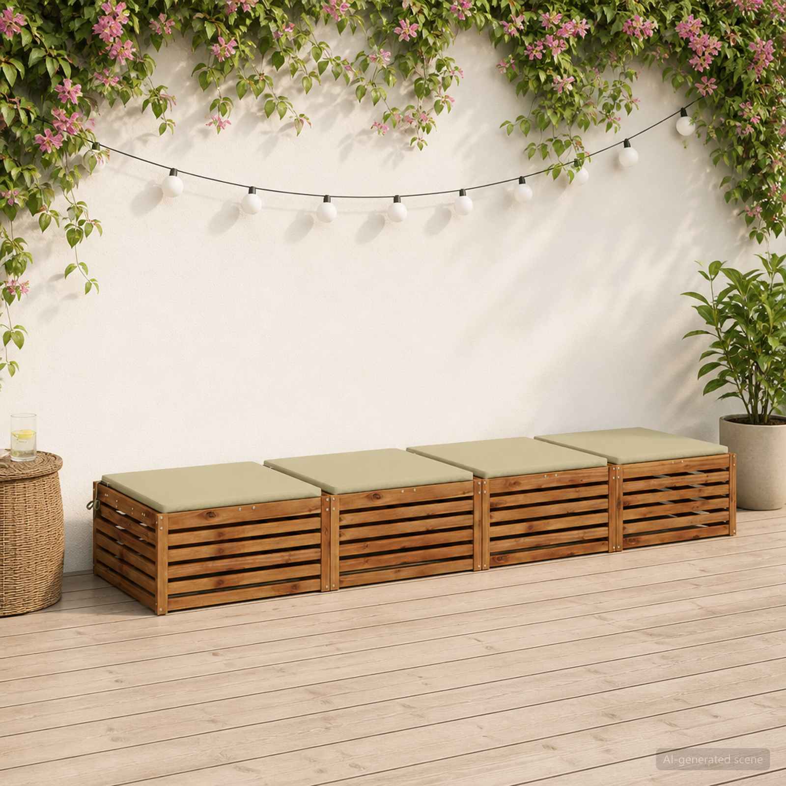 vidaXL Sædepuder SOEST 4 stk. 100% polyester Lys grøn 60 x 60 x 3 cm