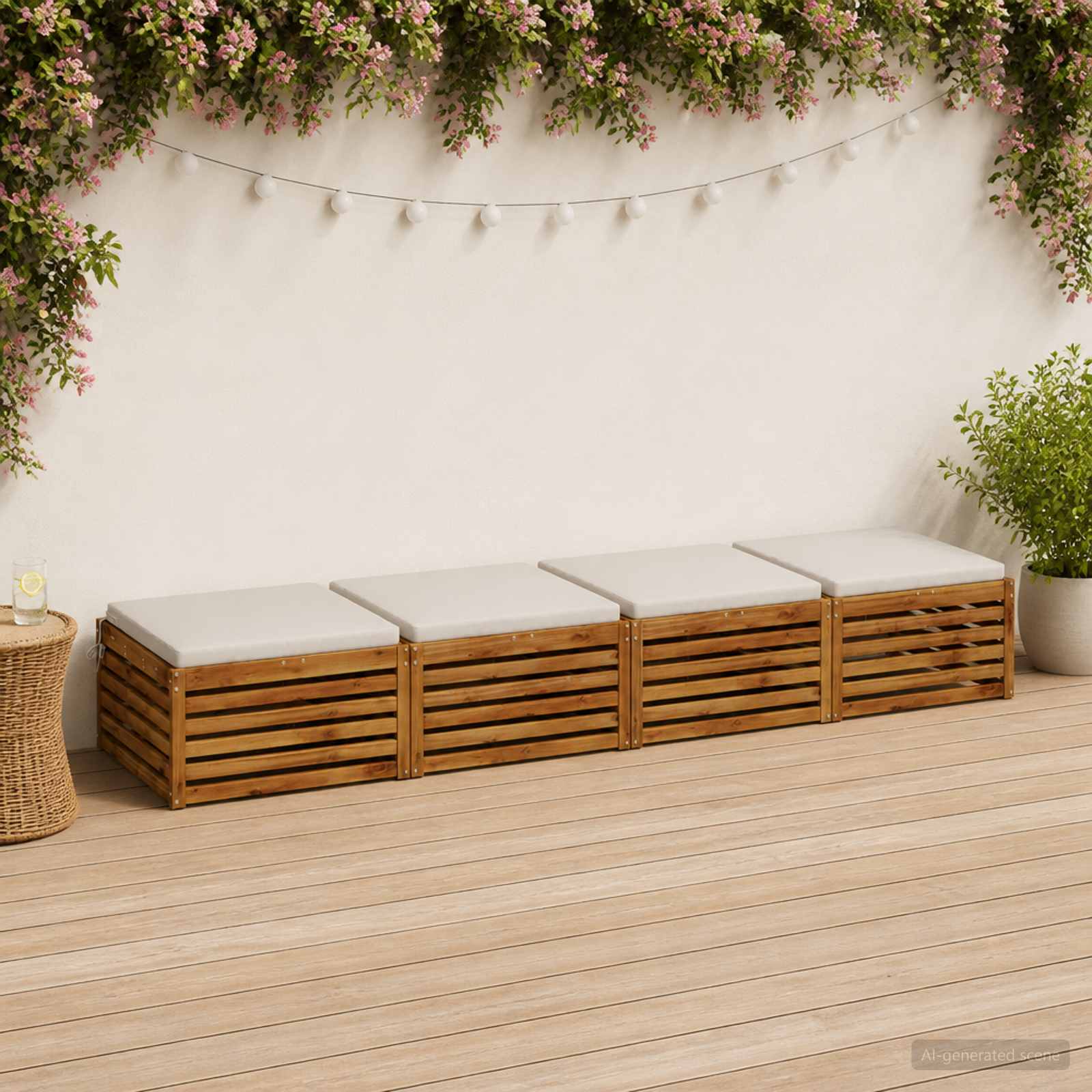 4-Piece Zitkussens SOEST 4 st 100% Polyester Wit 80 x 80 x 5 cm image 1