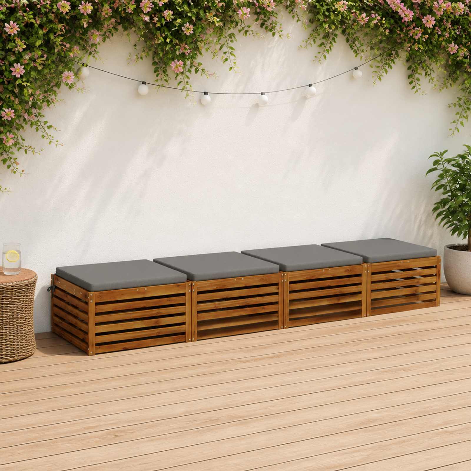 vidaXL Sitzkissen SOEST 4 stk. 100 % Polyester Grau 80 x 80 x 5 cm