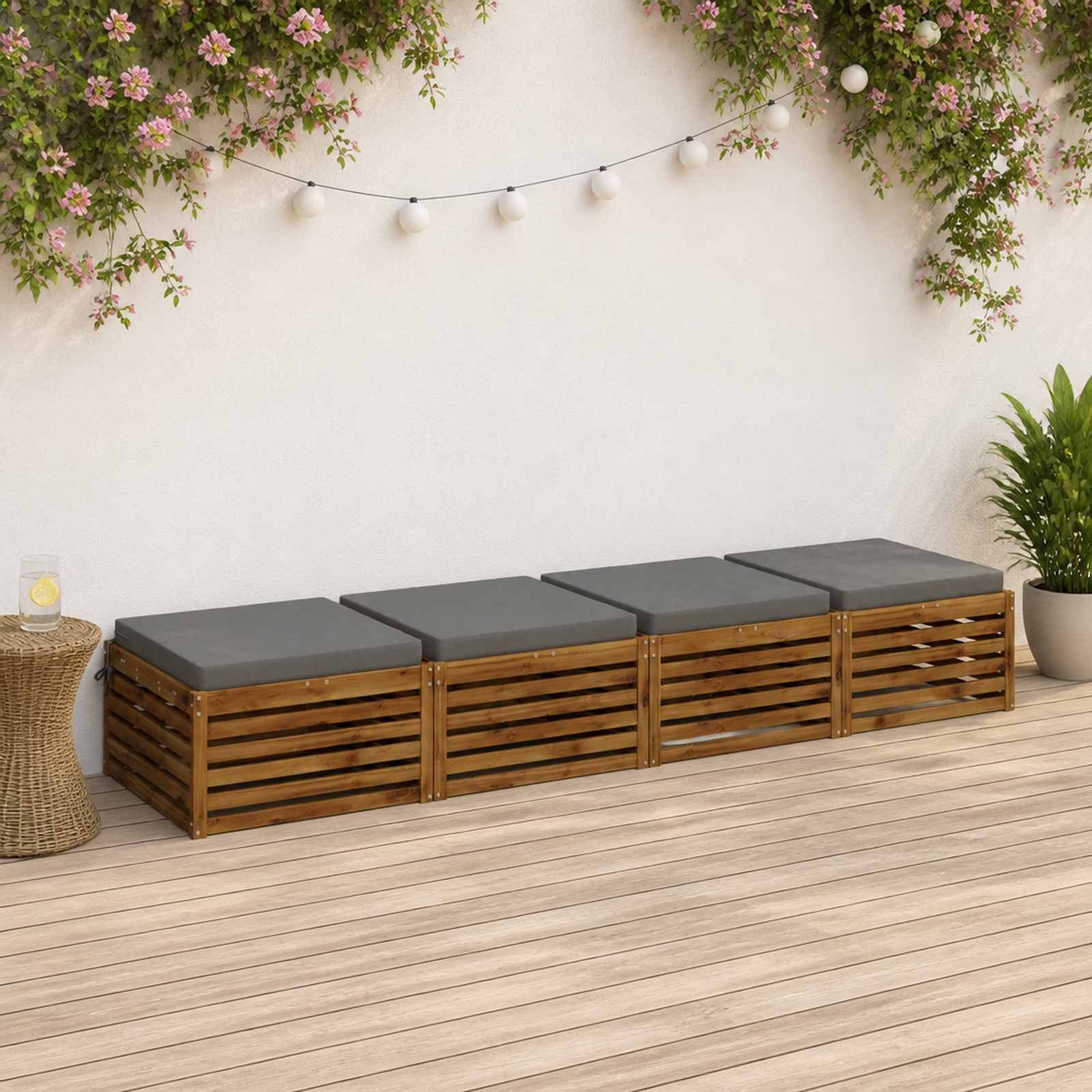 vidaXL Sitzkissen SOEST 4 stk. 100 % Polyester Grau 80 x 80 x 7 cm