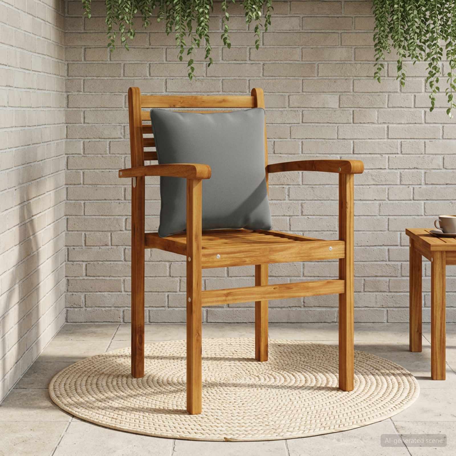 Rygpude PUTTEN i 100% polyester til stol og havemøbler - antracit 40 x 40 x 15 cm