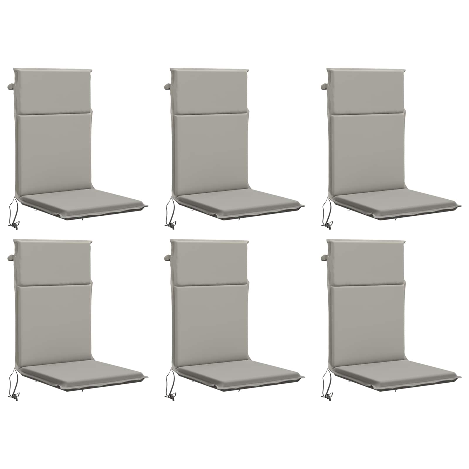 vidaXL Kussen voor stoel met hoge rug GEMERT 6 st 100% Polyester Grijs, foto 3