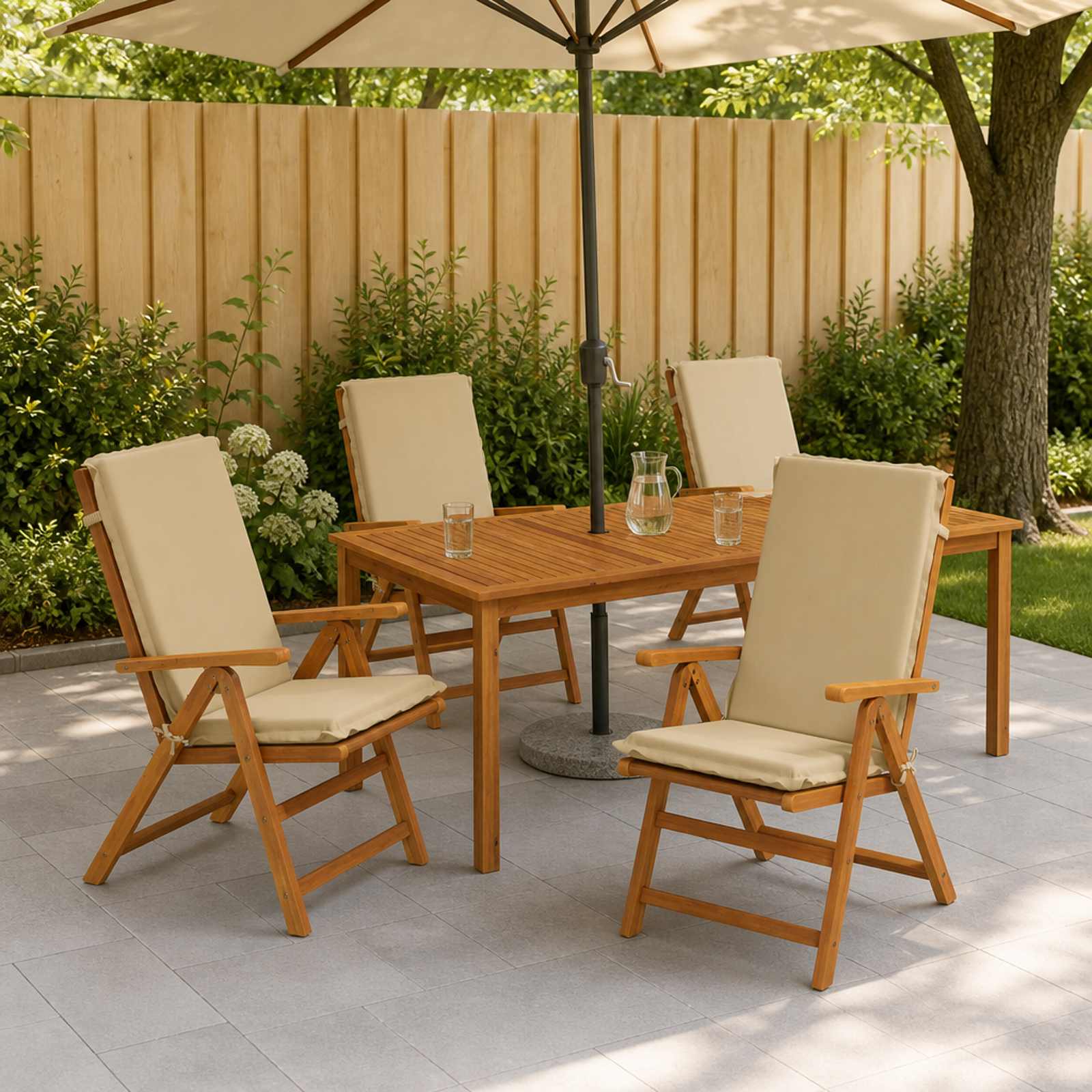 vidaXL Hochlehner-Auflage GEMERT 4 stk. 100 % Polyester Beige