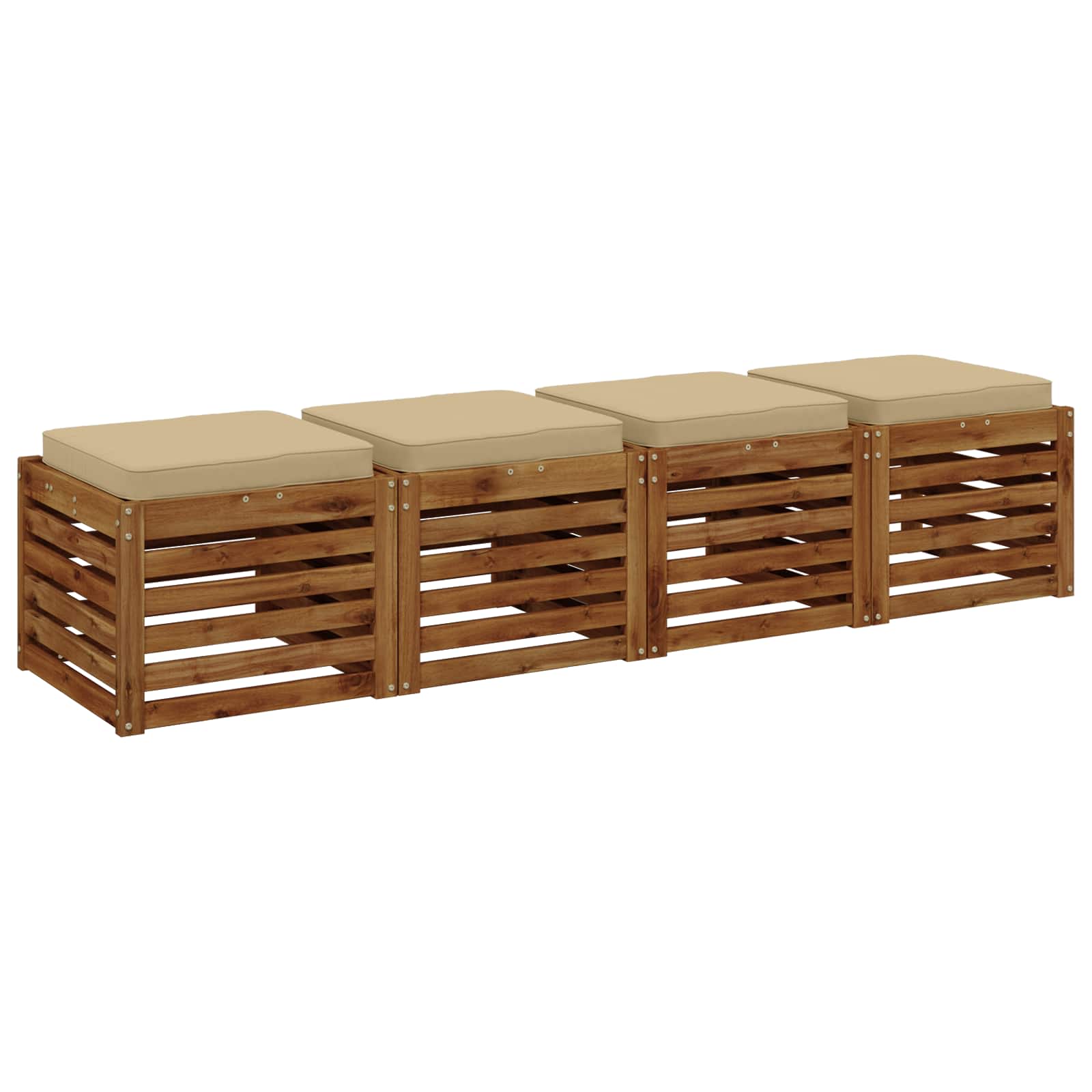 Кушони за сядане, 4 броя VUGHT 4 pcs 100% полиестер Бежово — изображение 3