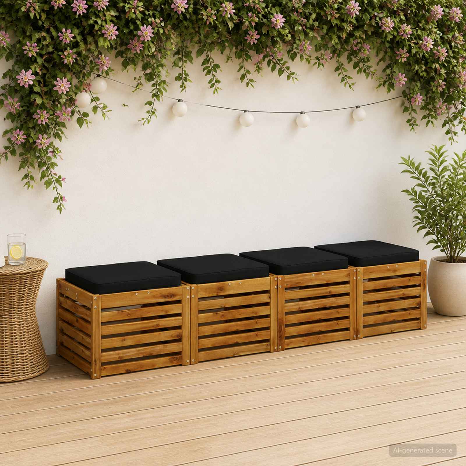 Кушони за сядане, 4 броя VUGHT 4 pcs 100% полиестер Черно