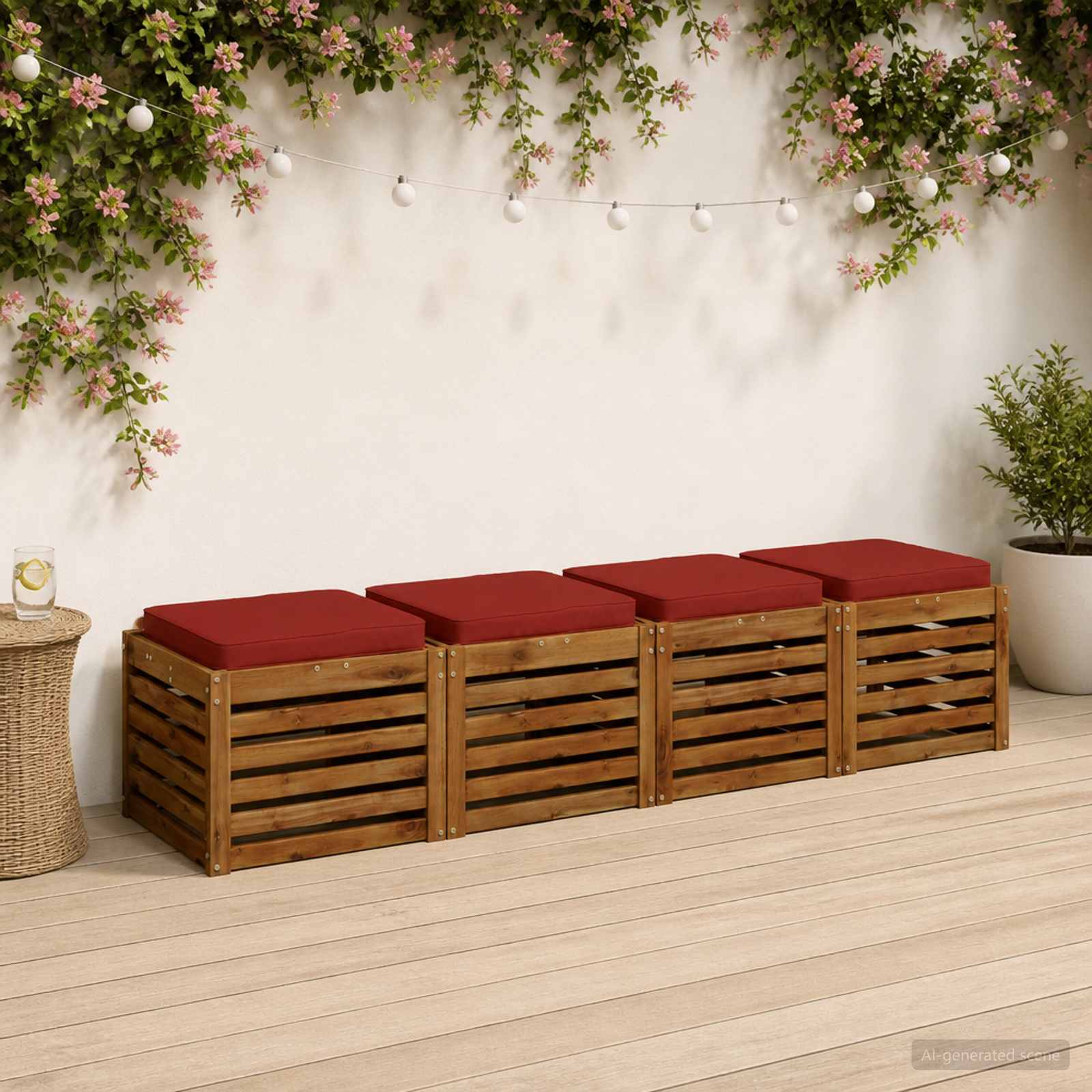 Кушони за сядане, 4 броя VUGHT 4 pcs 100% полиестер Червено
