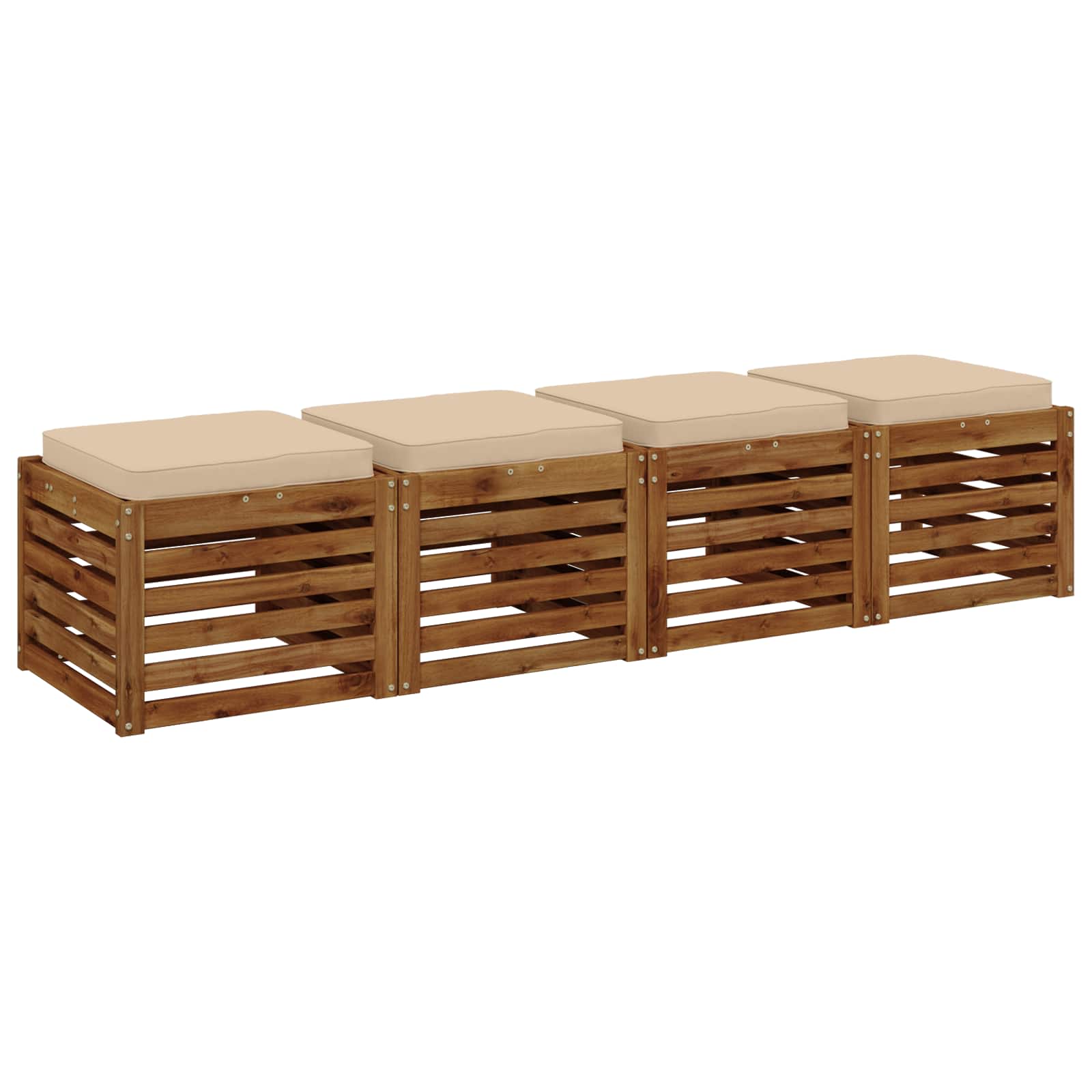 Кушони за сядане, 4 броя VUGHT 4 pcs 100% полиестер Кремаво — изображение 3