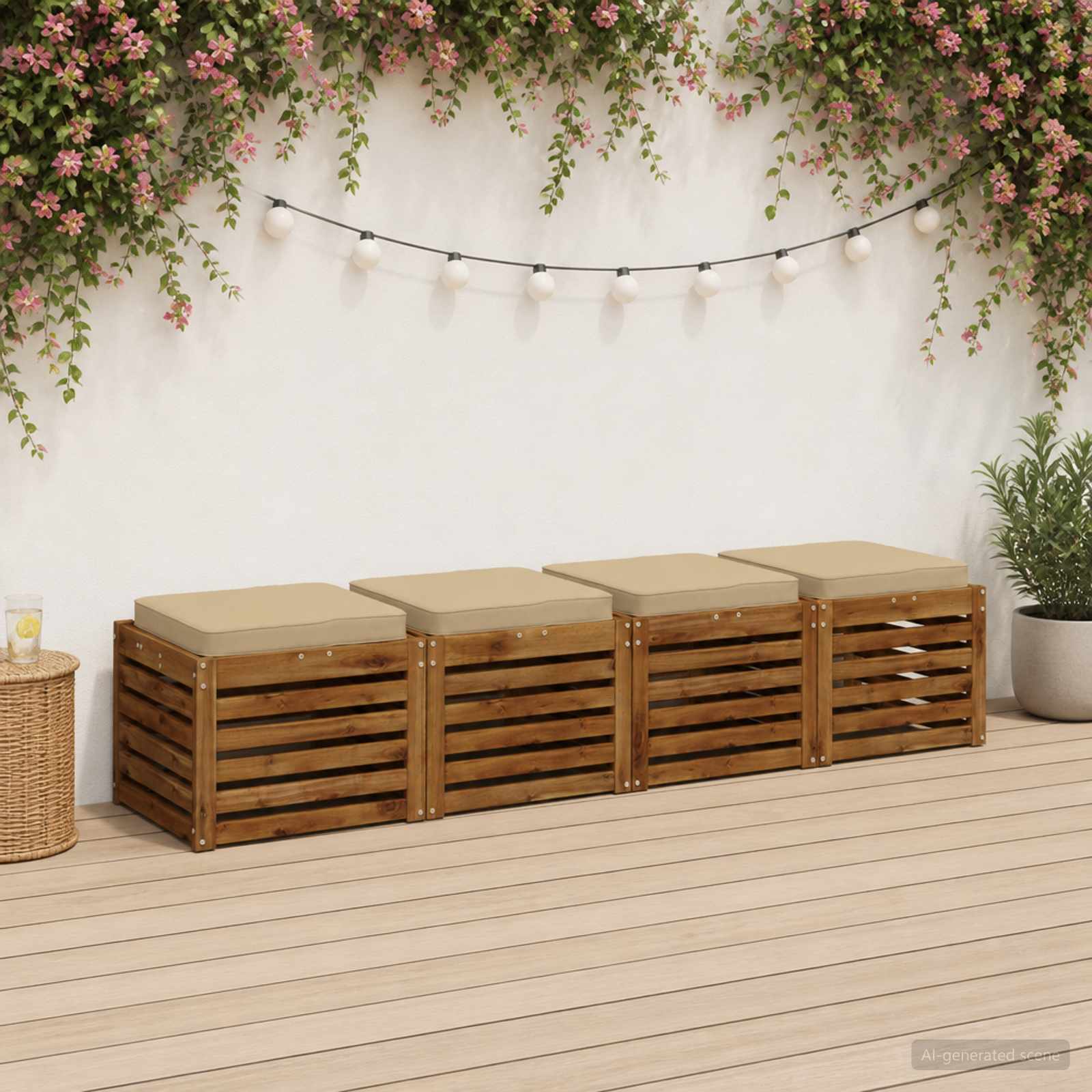 Кушони за сядане, 4 броя VUGHT 4 pcs 100% полиестер Бежово