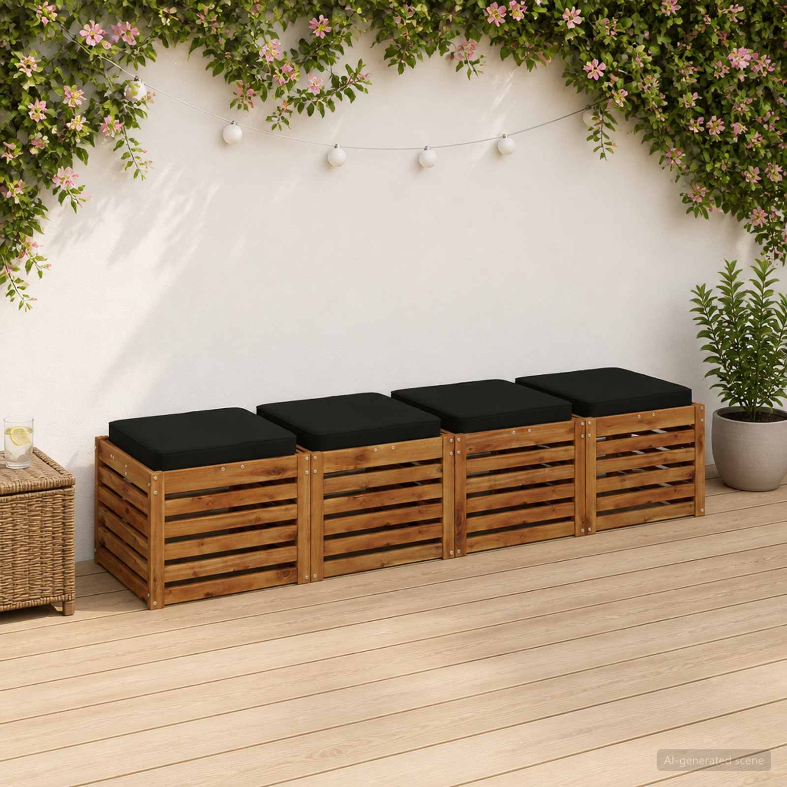 Кушони за сядане, 4 броя VUGHT 4 pcs 100% полиестер Черно