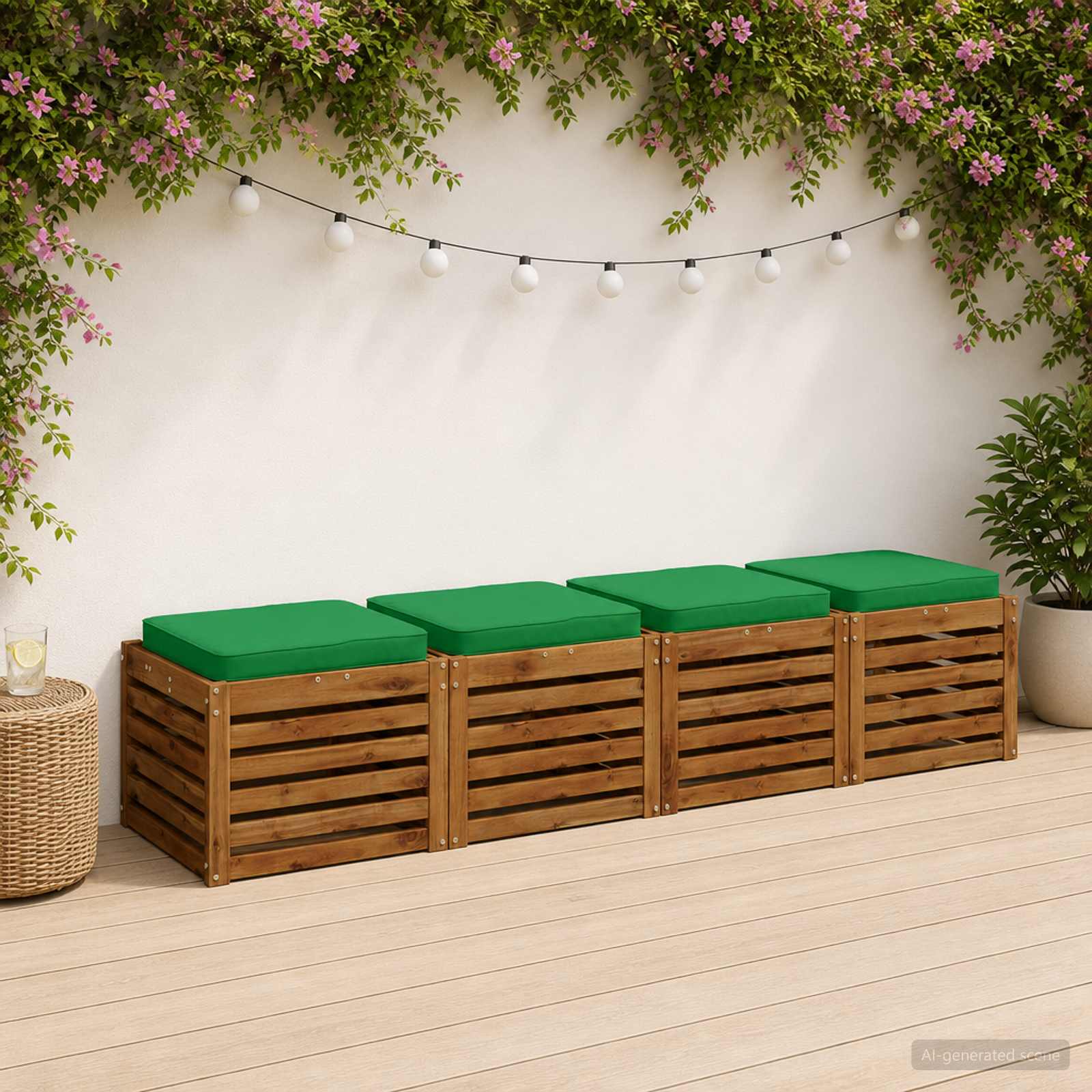 Кушони за сядане, 4 броя VUGHT 4 pcs 100% полиестер Зелено