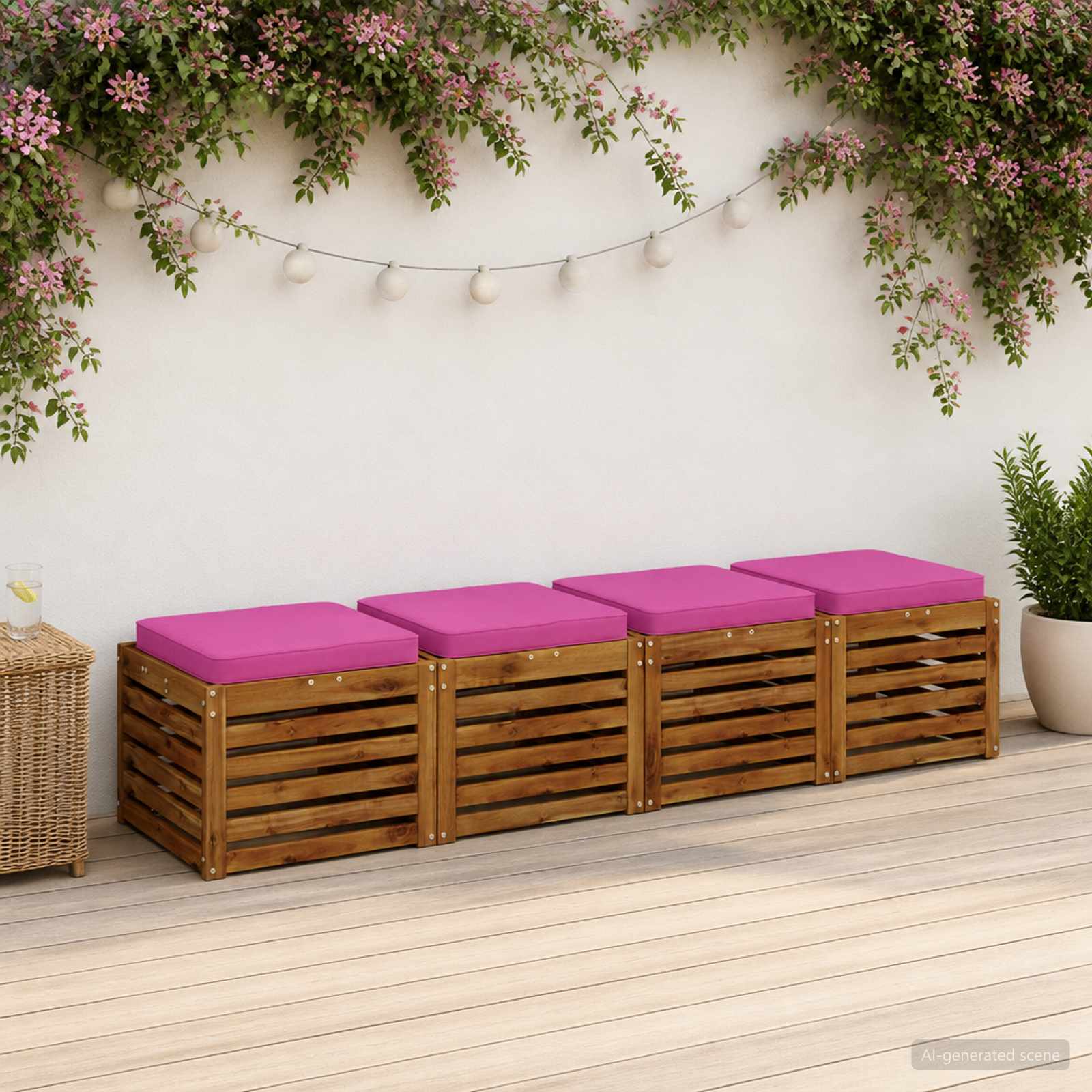 Кушони за сядане, 4 броя VUGHT 4 pcs 100% полиестер Розово