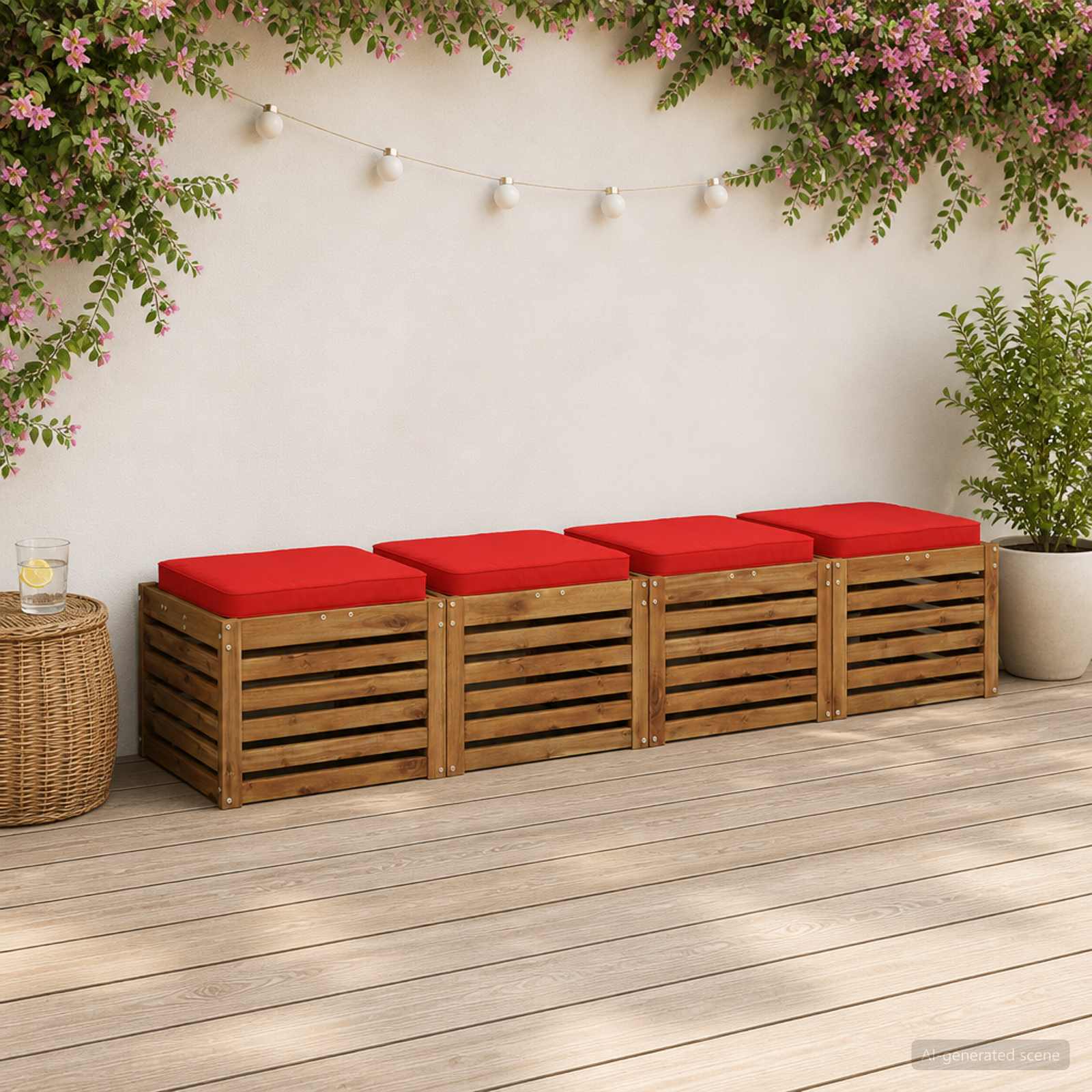 Кушони за сядане, 4 броя VUGHT 4 pcs 100% полиестер Червено