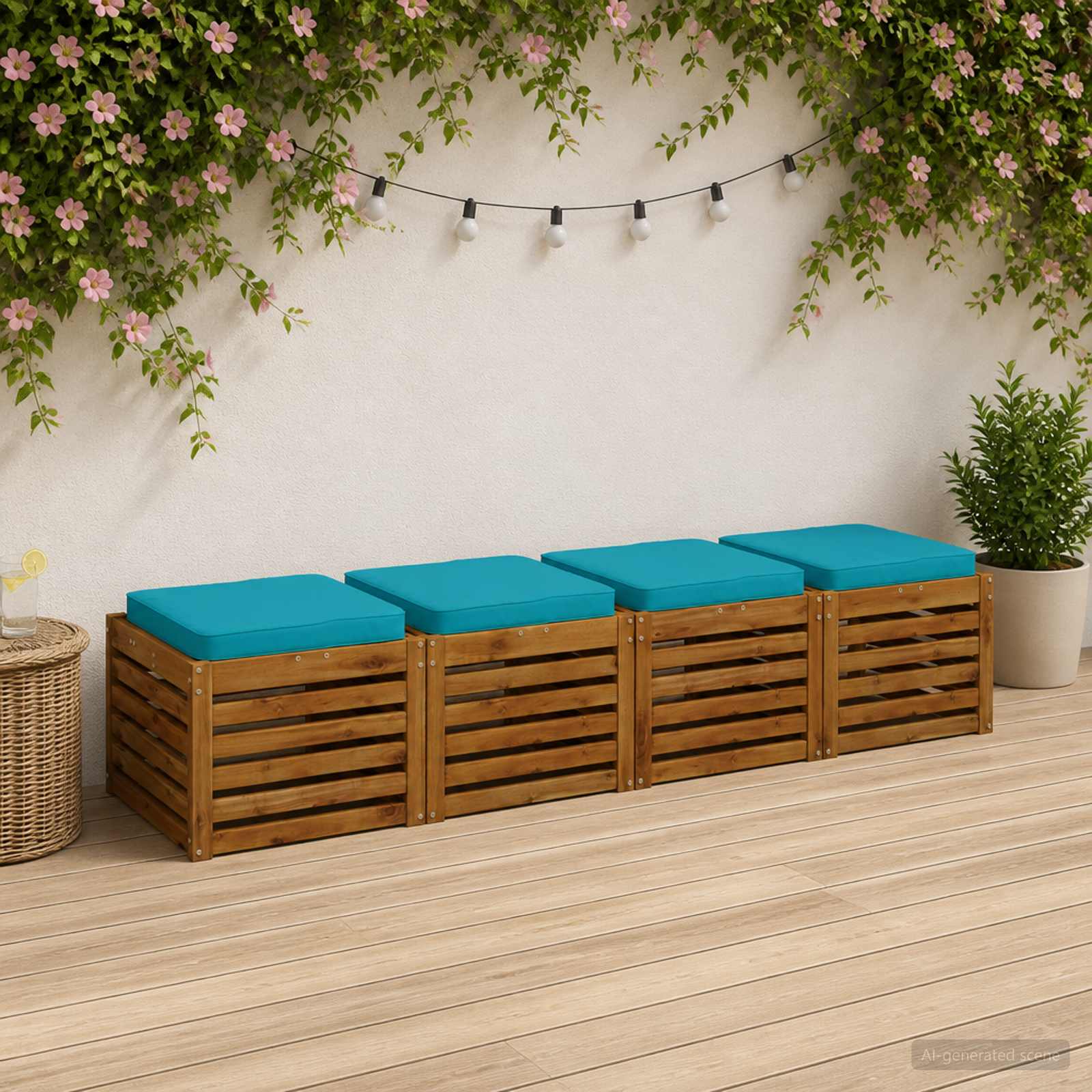 Кушони за сядане, 4 броя VUGHT 4 pcs 100% полиестер Тюркоаз