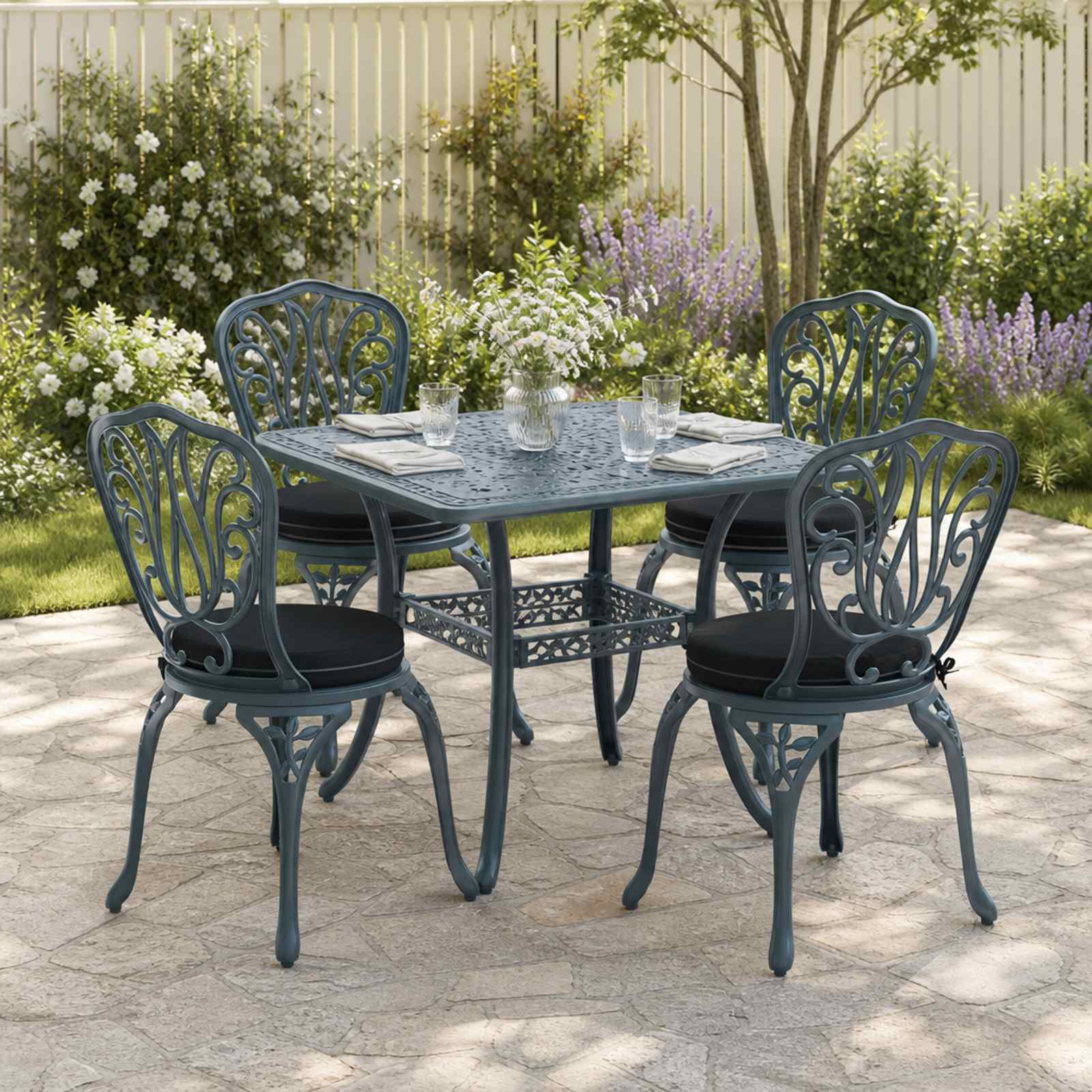 4-Piece Zitkussens SOEST 4 st 100% Polyester Zwart Ø 40 x 7 cm image 1