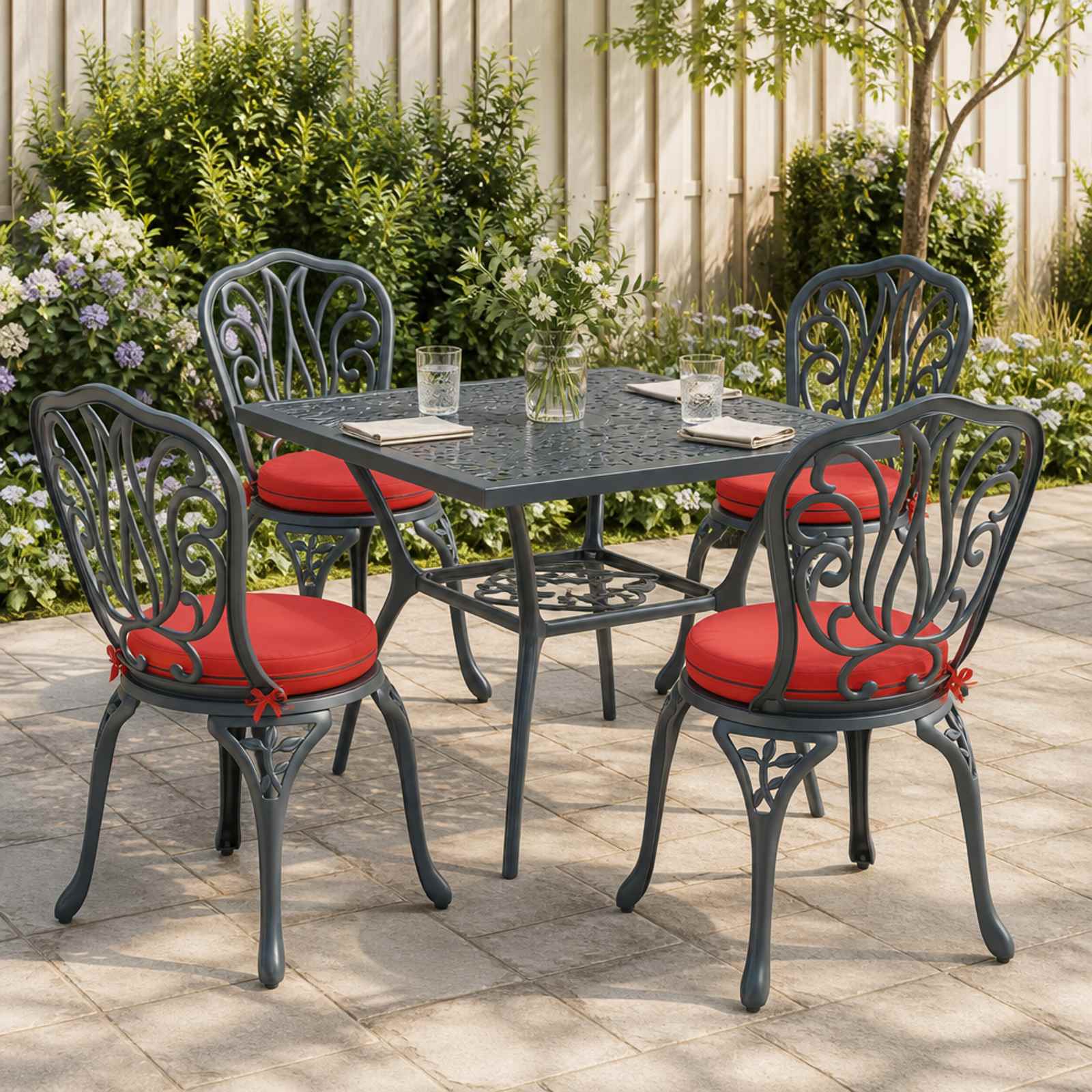 4-Piece Zitkussens SOEST 4 st 100% Polyester Rood Ø 40 x 7 cm image 1