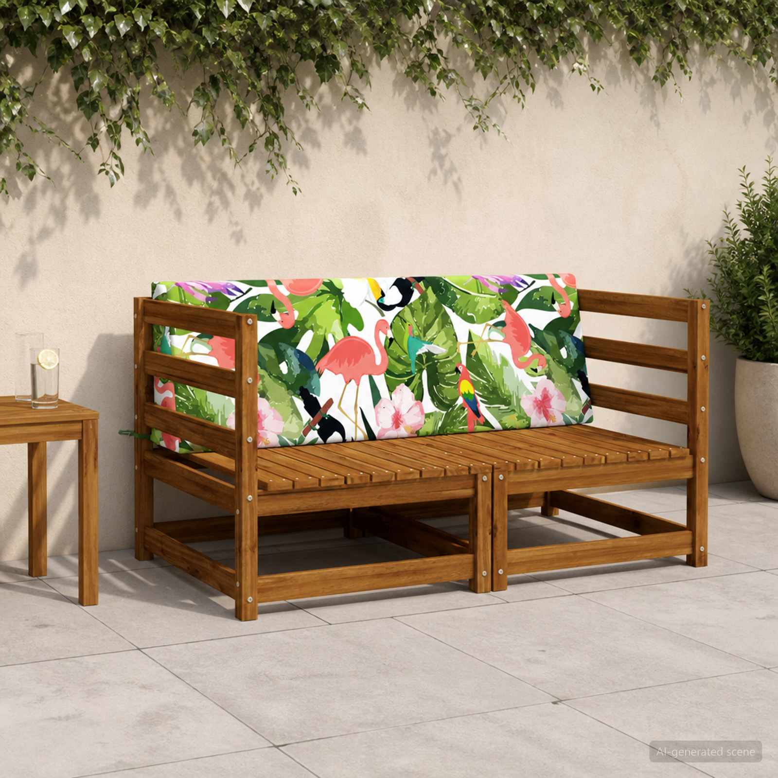 Ryghynde SOEST i 100% polyester til stol og bænk - flerfarvet 120 x 20 x 40 cm