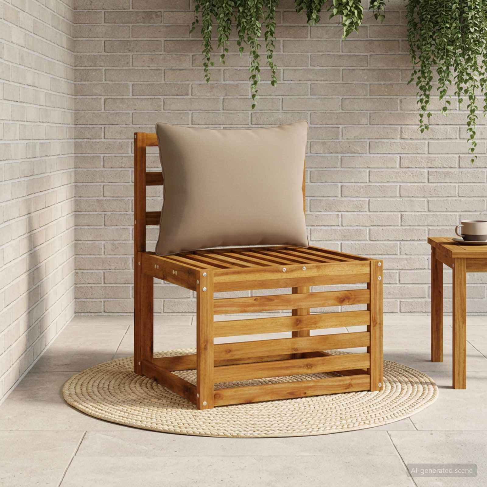 1-Delig Rugkussen PUTTEN 100% Polyester Taupe 50 x 40 x 15 cm image 1