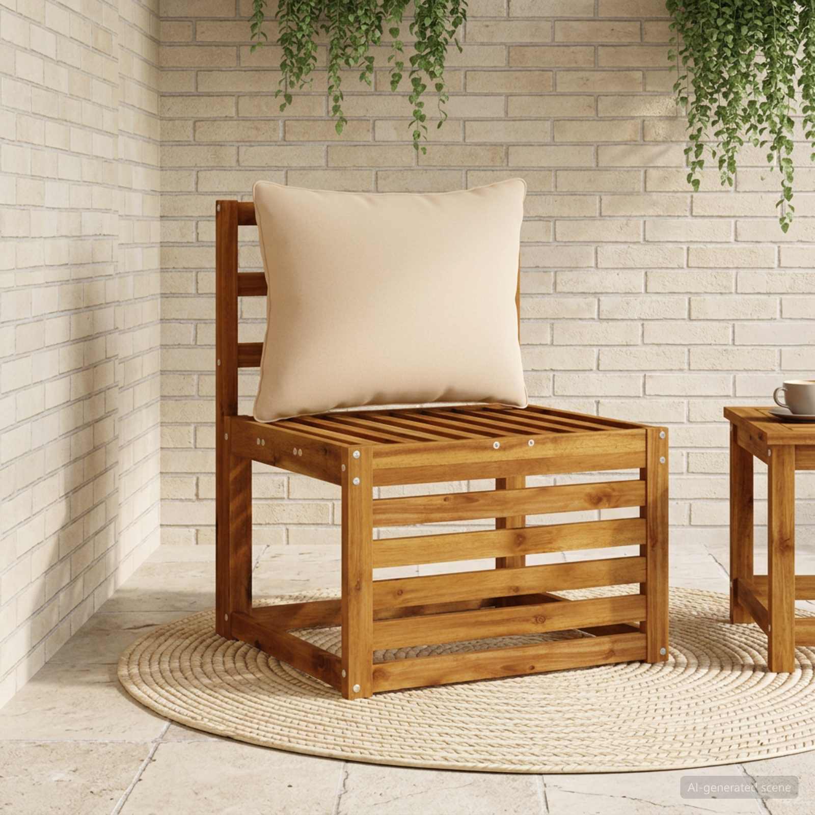 1-Delig Rugkussen PUTTEN 100% Polyester Zand 60 x 40 x 15 cm image 1