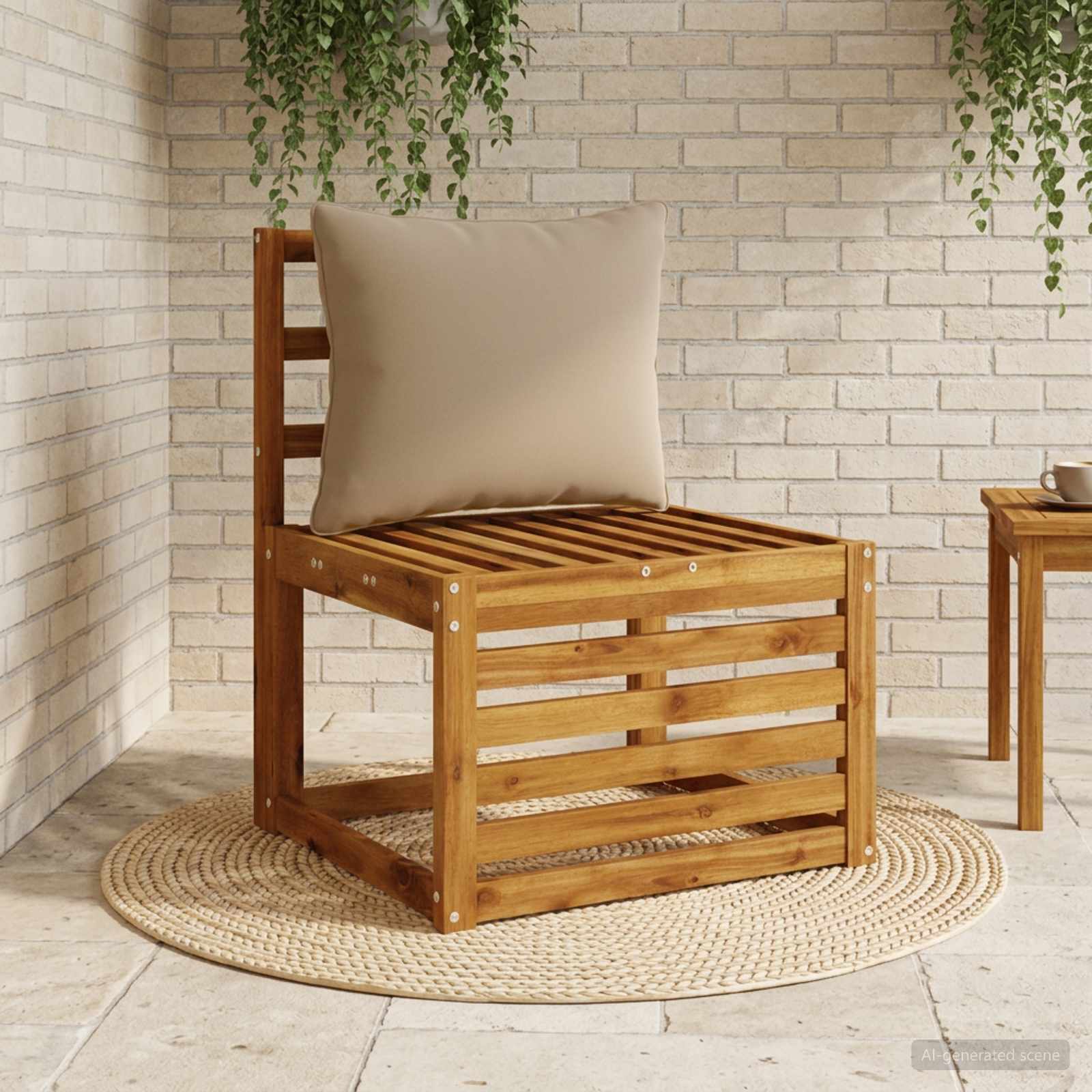 1-Delig Rugkussen PUTTEN 100% Polyester Taupe 50 x 40 x 15 cm image 1