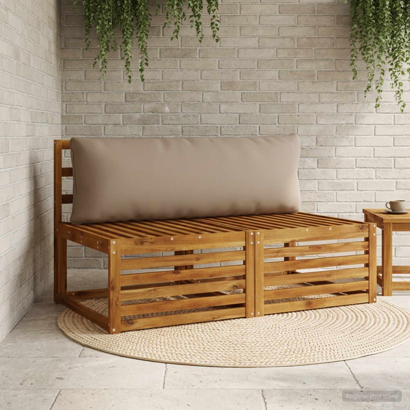 1-Delig Rugkussen PUTTEN 100% Polyester Taupe 120 x 40 x 15 cm image 1