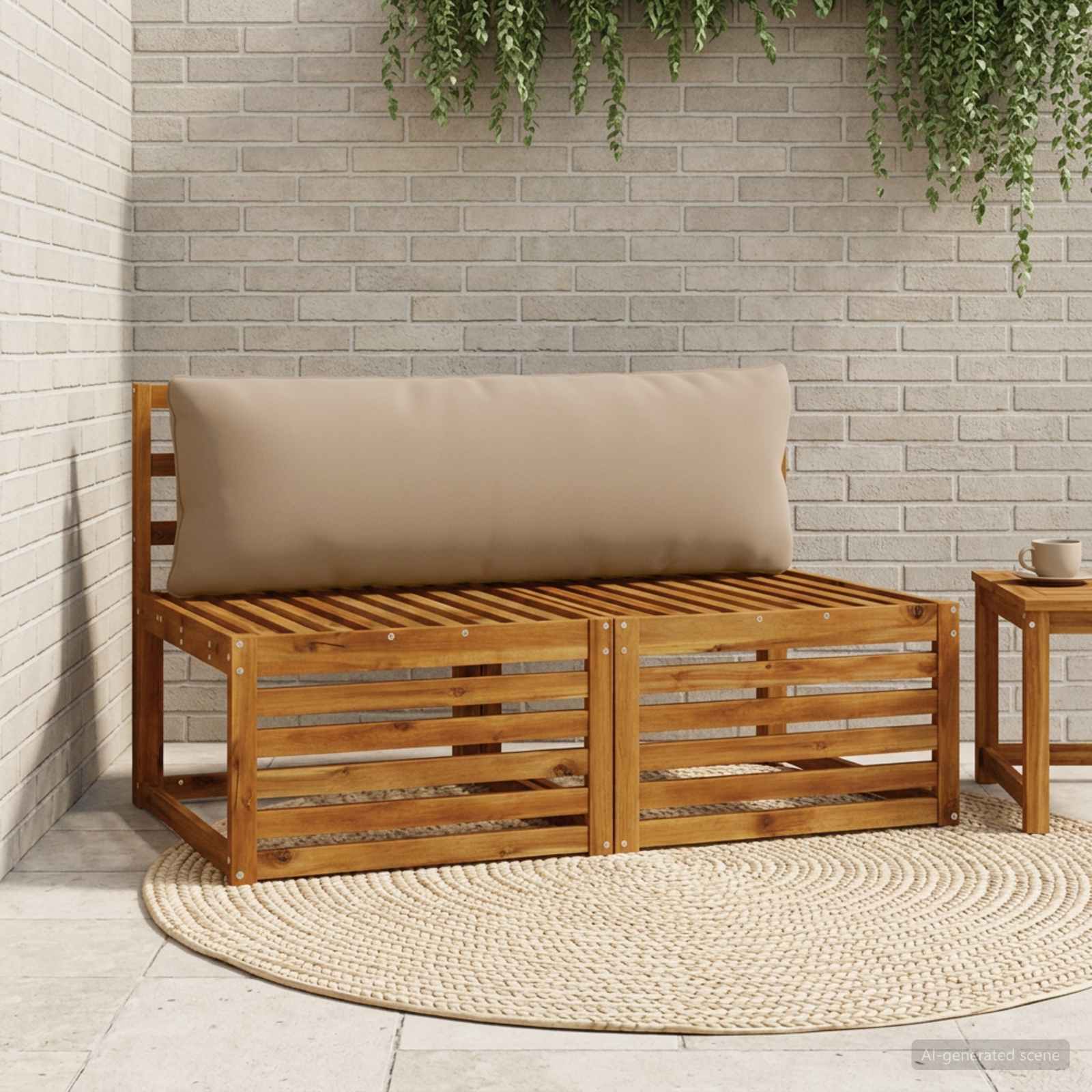 1-Delig Rugkussen PUTTEN 100% Polyester Taupe 120 x 40 x 15 cm image 1