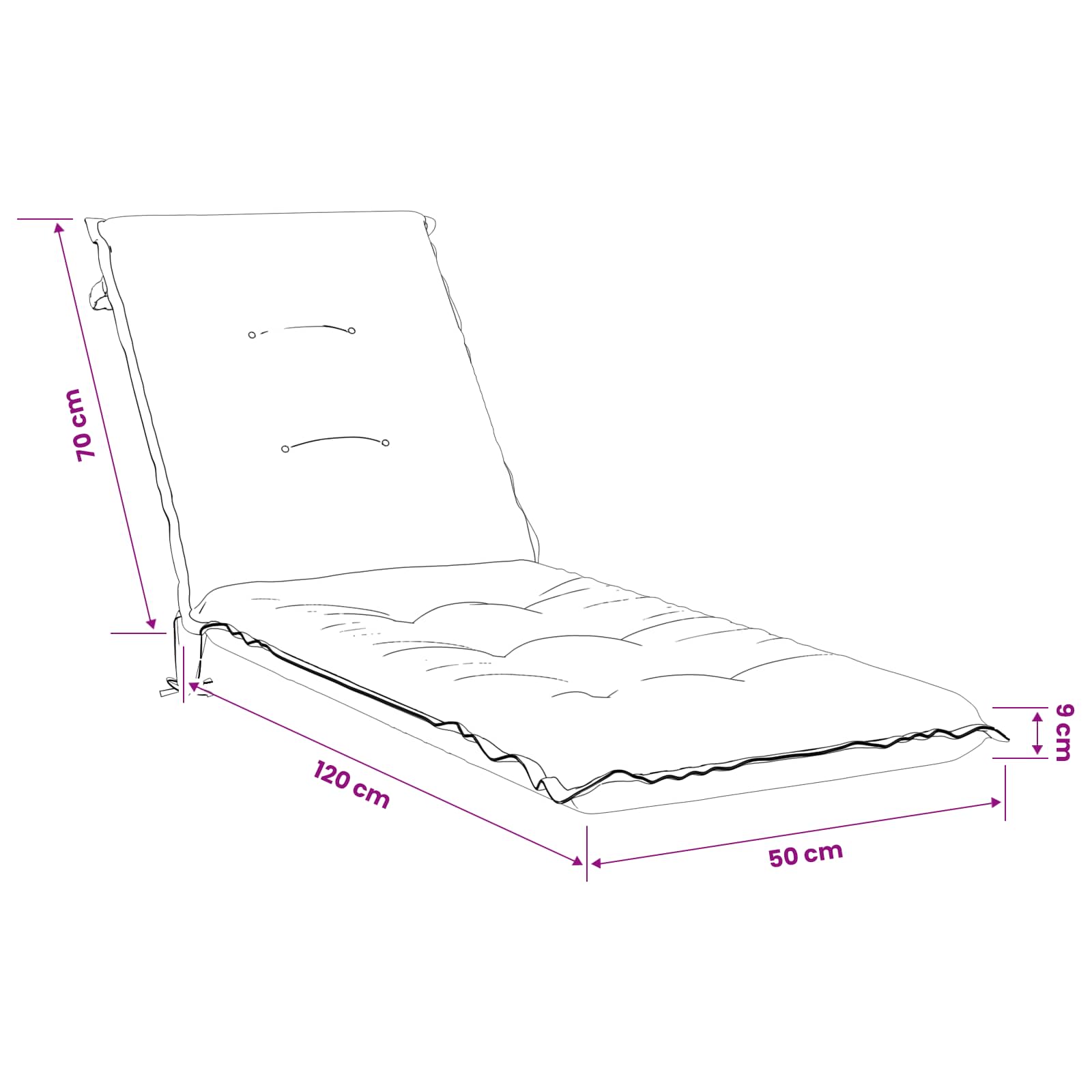 Ligstoel Kussen GEMERT 100% Polyester Roze 190 x 50 x 9 cm image 8