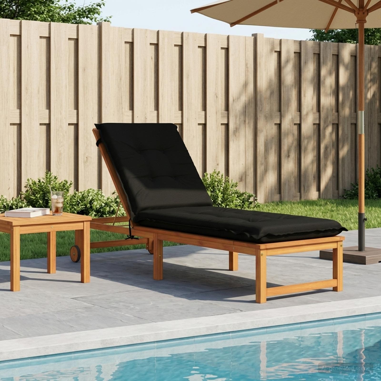 Ligstoel Kussen GEMERT 100% Polyester Zwart 190 x 50 x 9 cm image 1