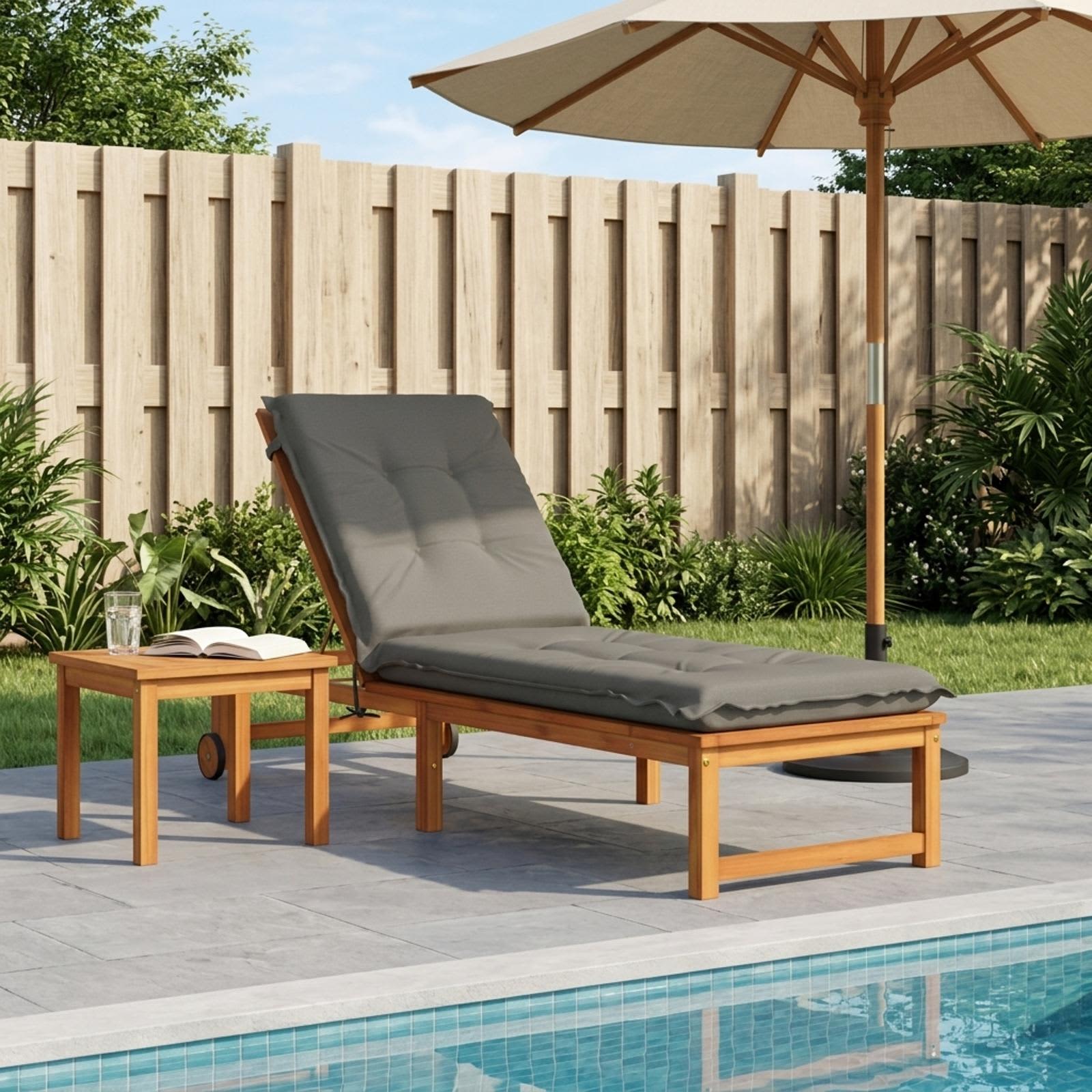 vidaXL Sonnenliege Kissen GEMERT 100 % Polyester Grau 190 x 50 x 9 cm