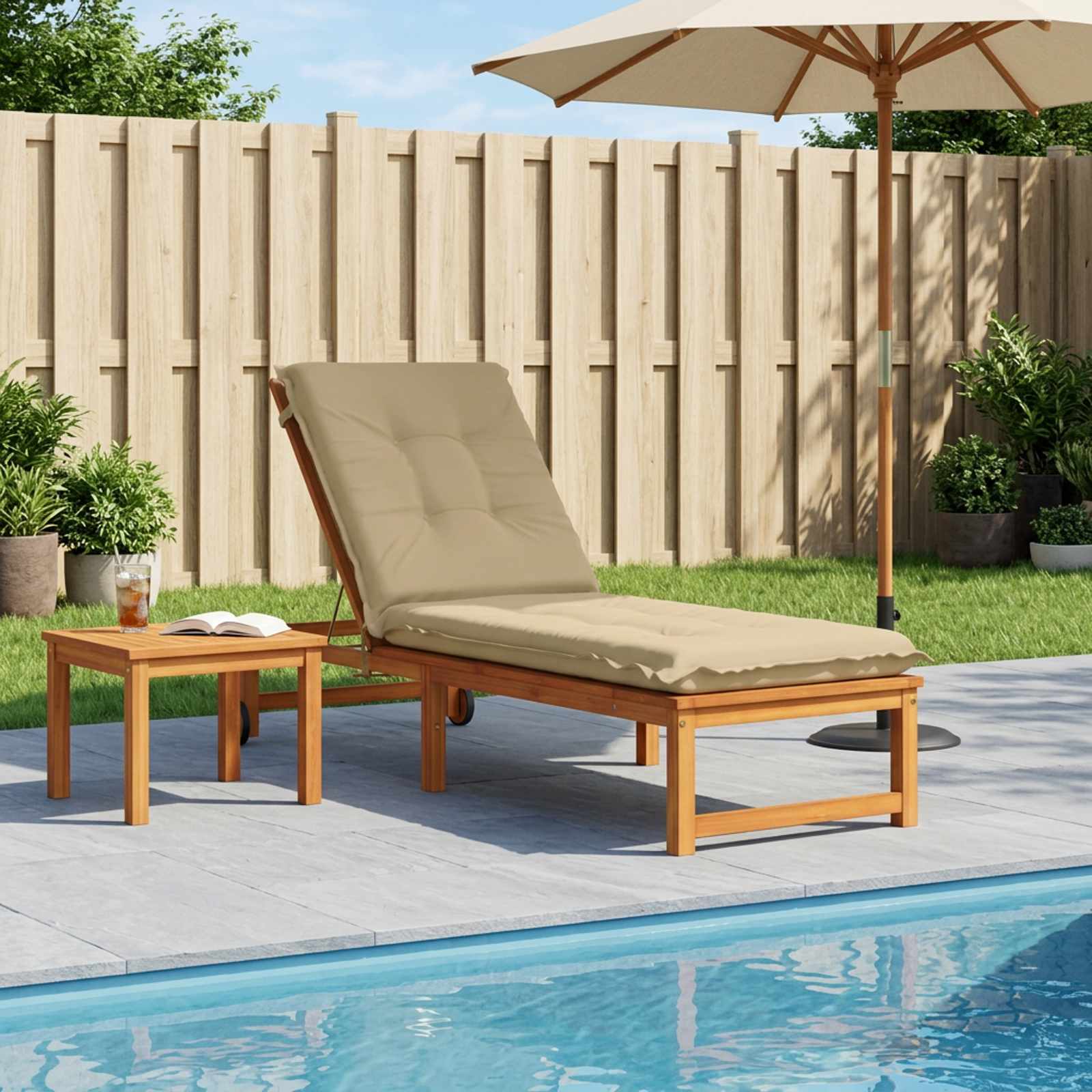Ligstoel Kussen GEMERT 100% Polyester Beige 190 x 50 x 9 cm image 1