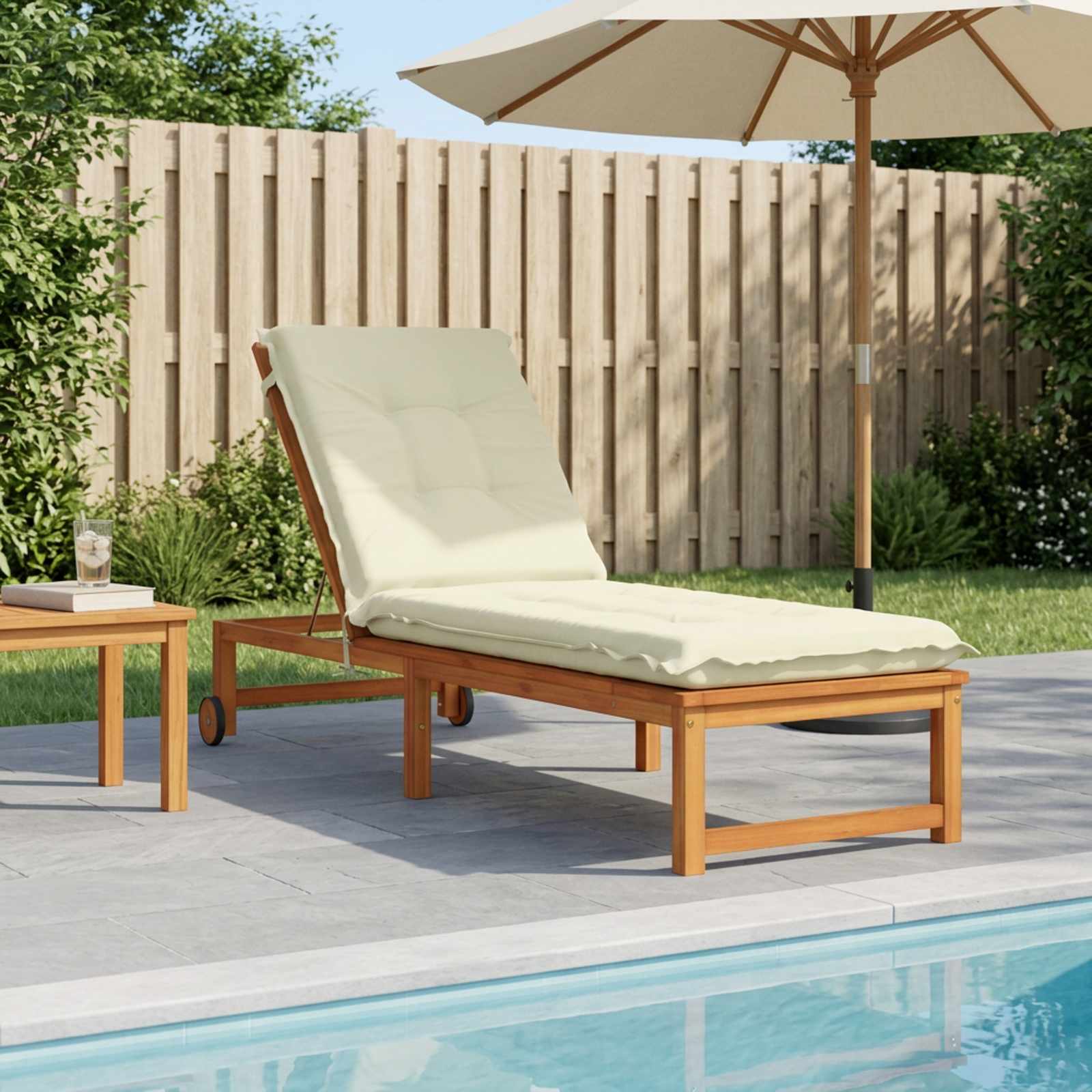 vidaXL Solseng Pude GEMERT 100% polyester Cremefarvet 190 x 60 x 9 cm