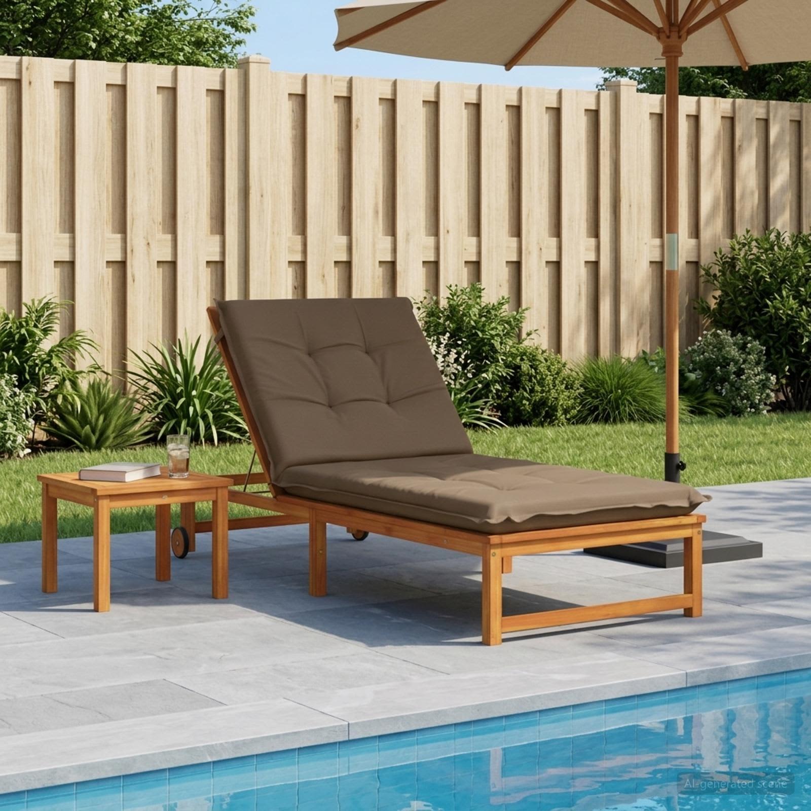 Ligstoel Kussen GEMERT 100% Polyester Taupe 190 x 70 x 9 cm image 1