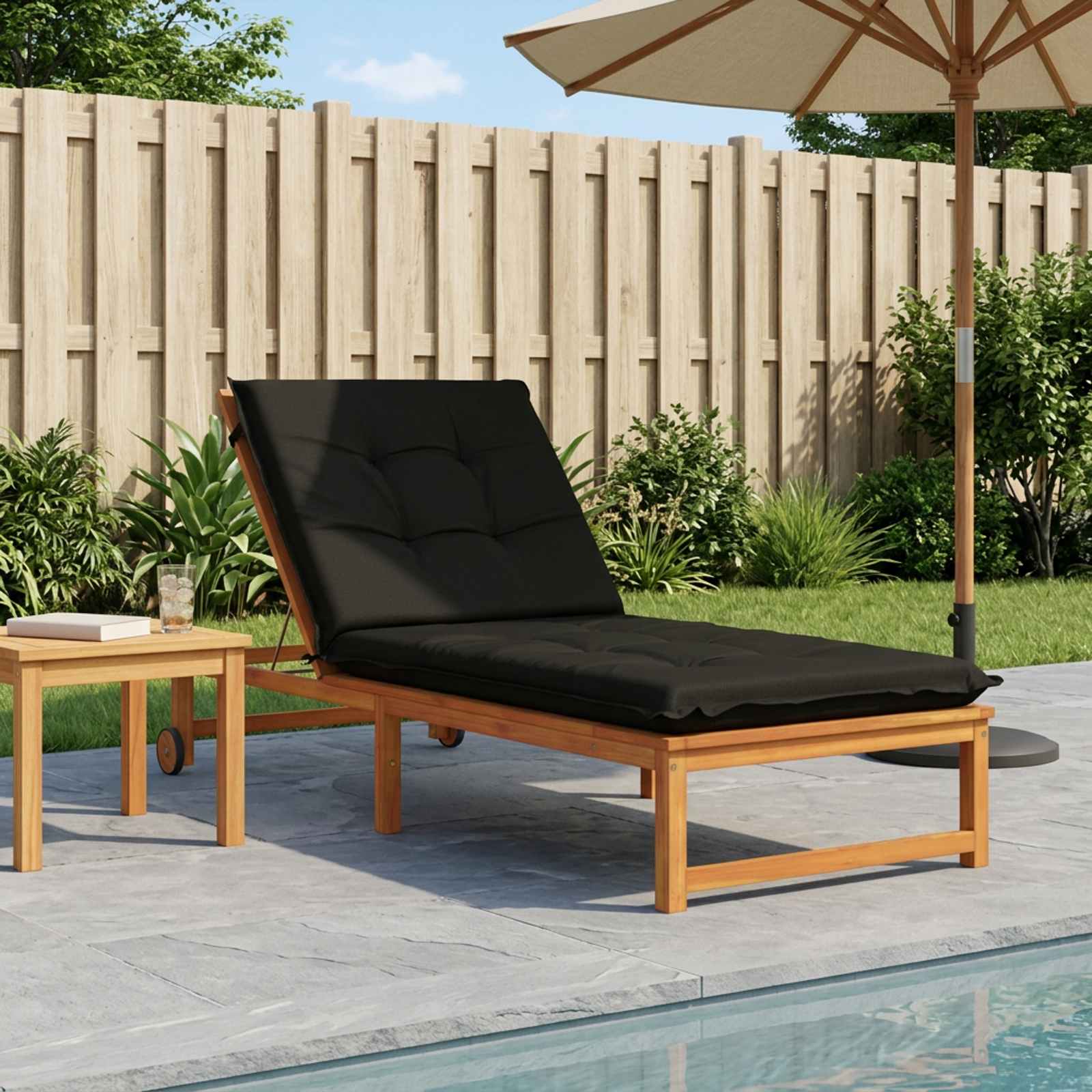 Ligstoel Kussen GEMERT 100% Polyester Zwart 190 x 80 x 9 cm image 1