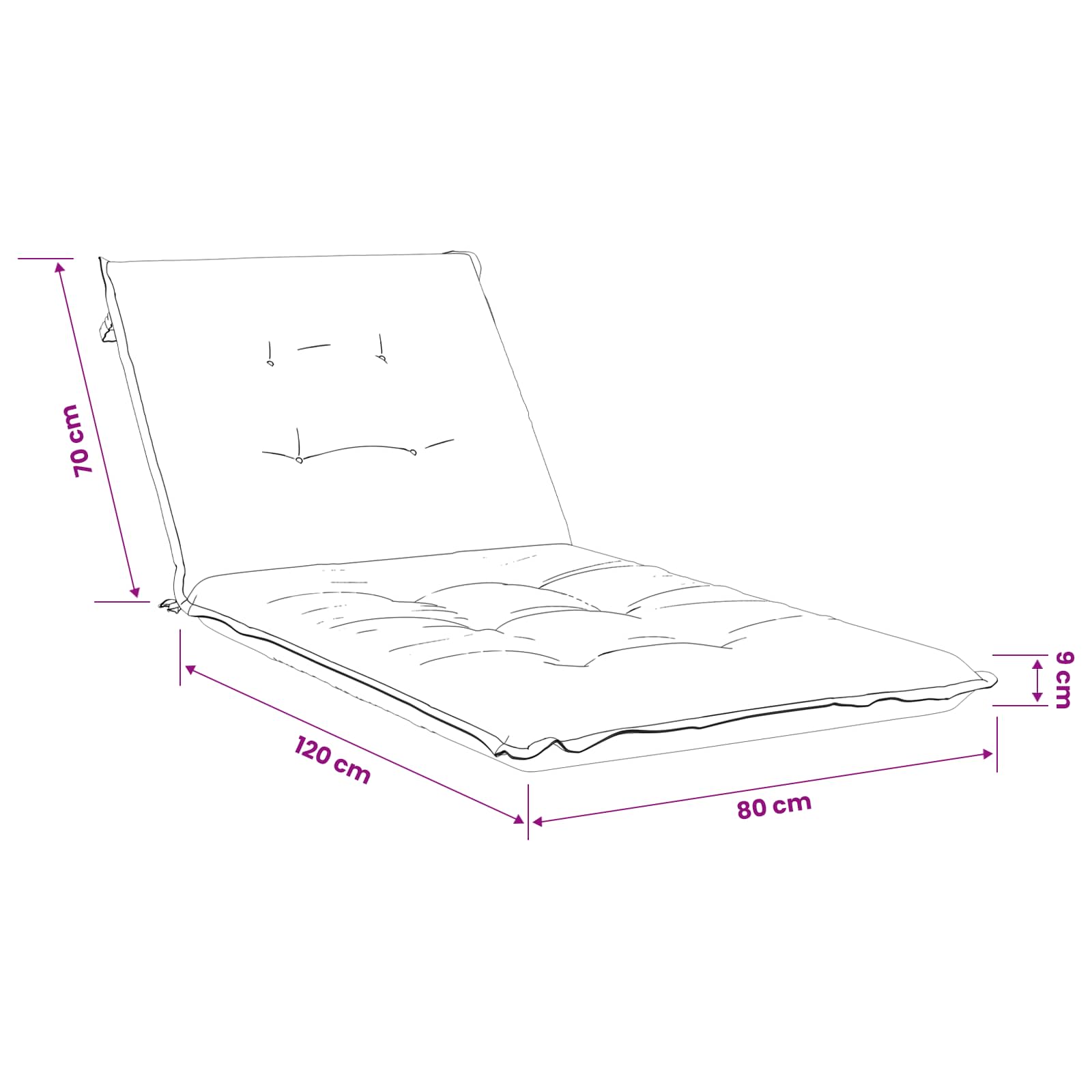 Ligstoel Kussen GEMERT 100% Polyester Zwart 190 x 80 x 9 cm image 8